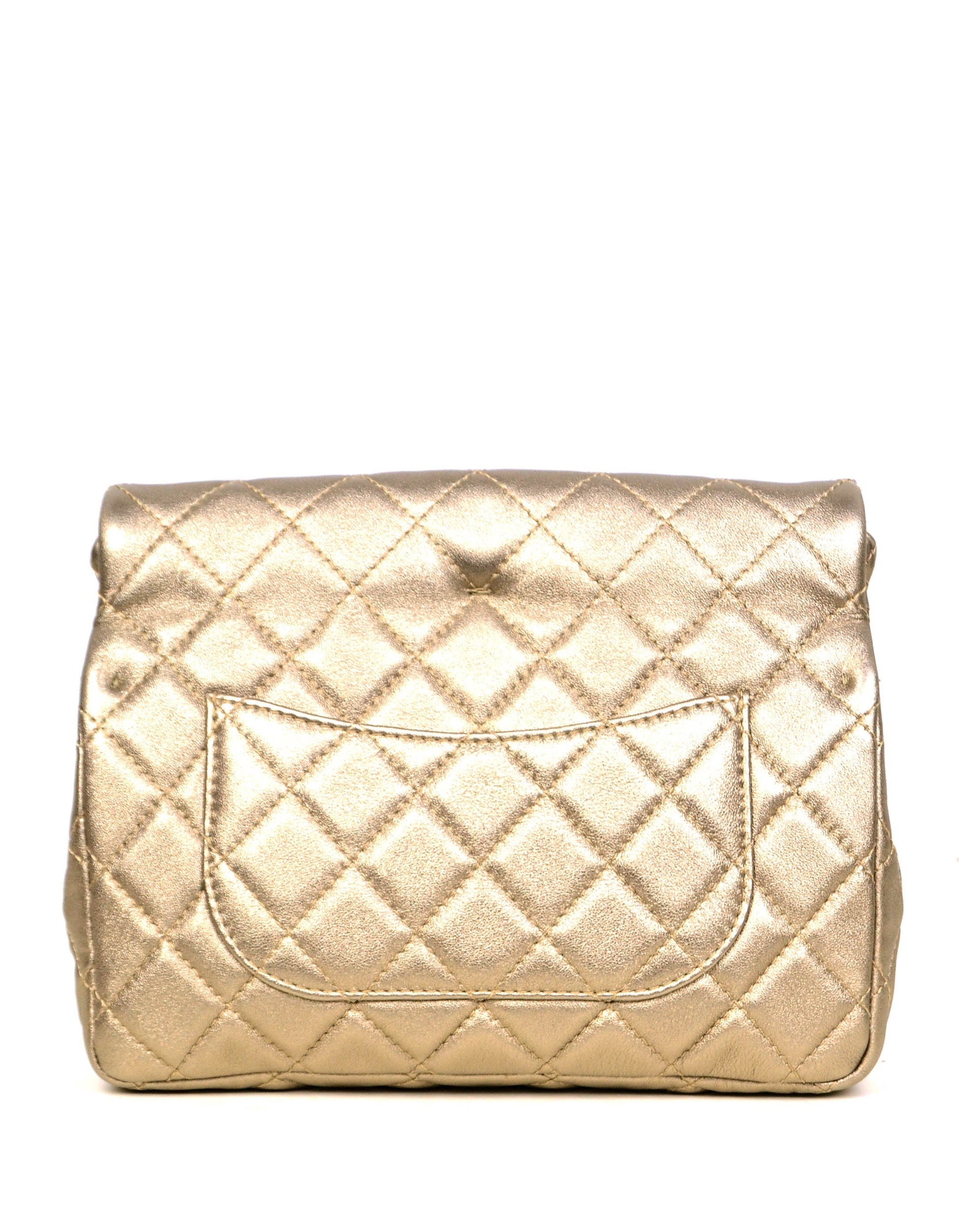Chanel Khaki Metallic Calfskin 2.55 Reissue Roll Clutch Bag