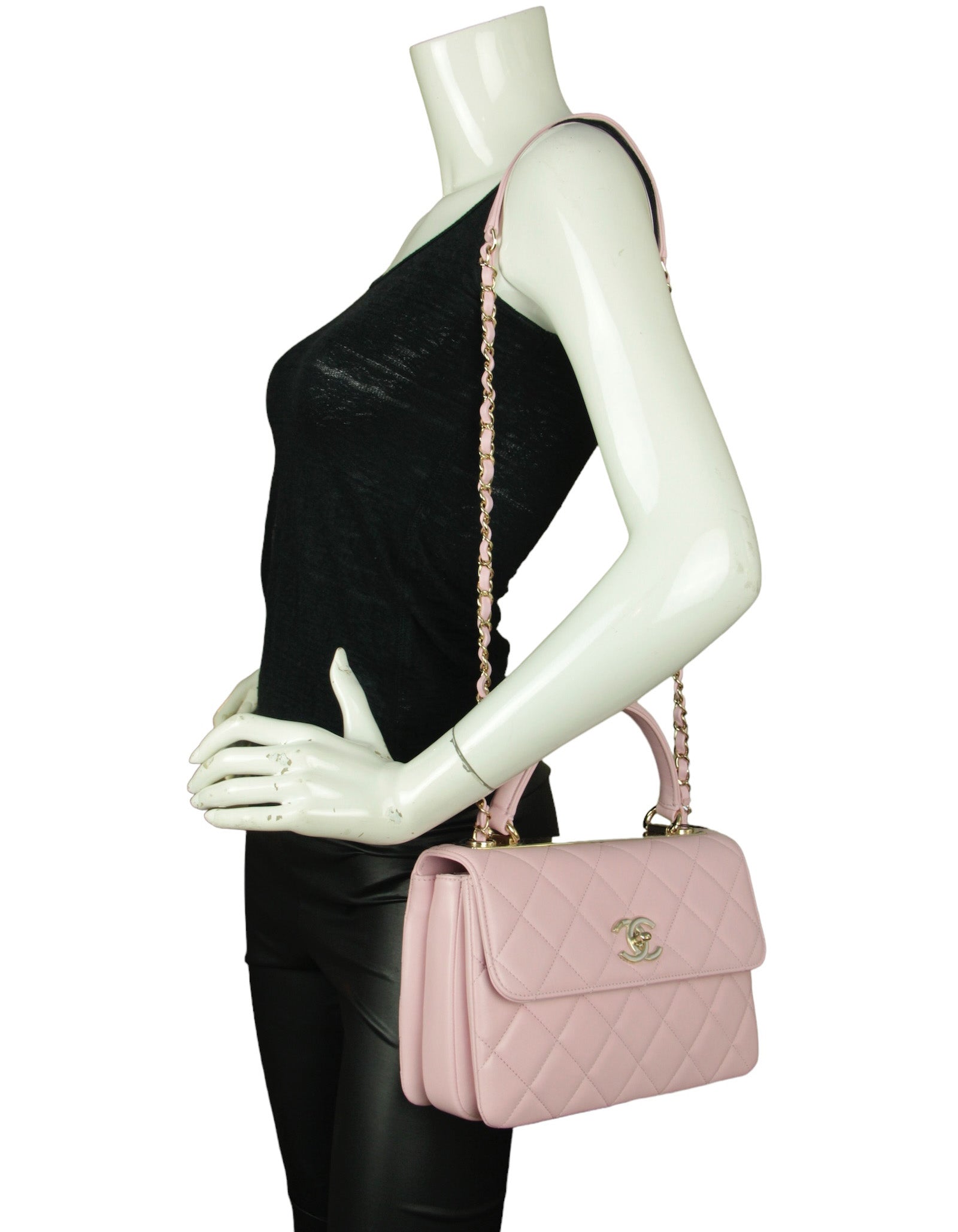 Chanel Nwt Pink Lambskin Quilted Trendy Cc Bag