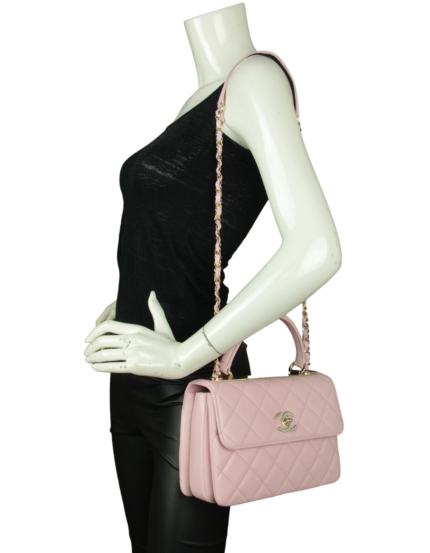 Chanel Nwt 2024 Pink Lambskin Quilted Trendy CC Handbag
