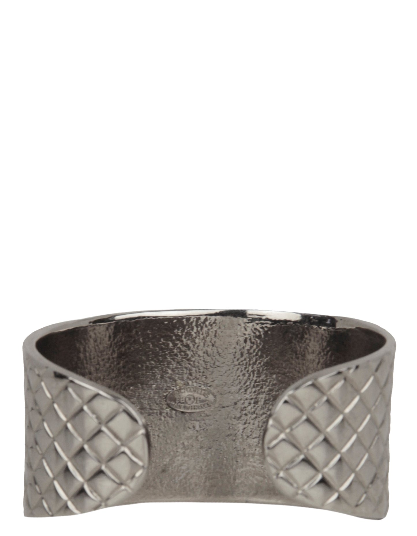 Chanel '90S Silver Quilted CC Cuff Bracelet