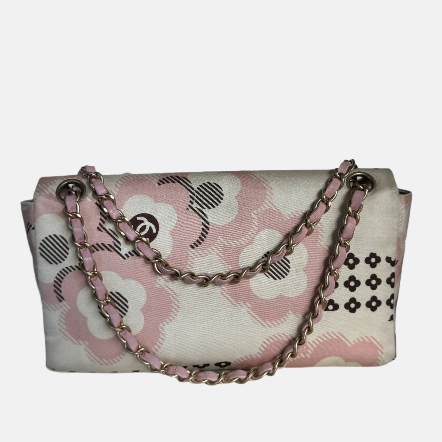 Chanel Camellia Flap Floral Printed Satin Pink Shoulder Bag