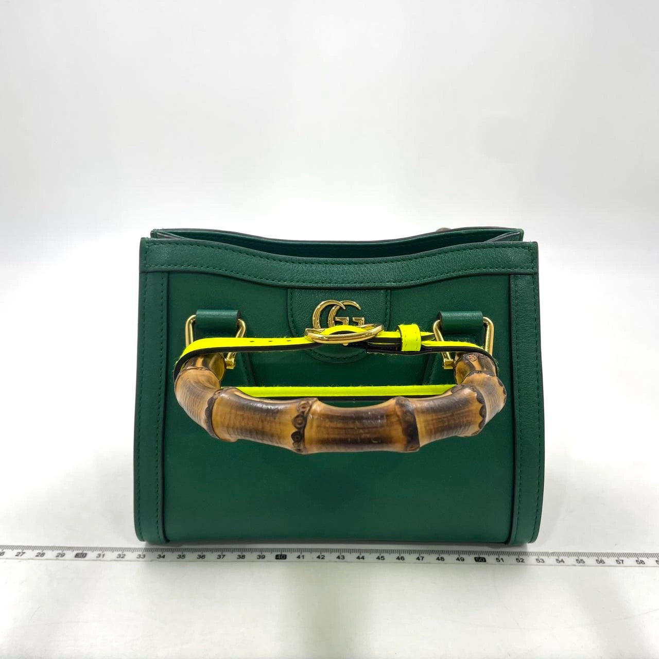 Gucci Diana Bamboo Handle Strap Leather Green Mini Travel Bag