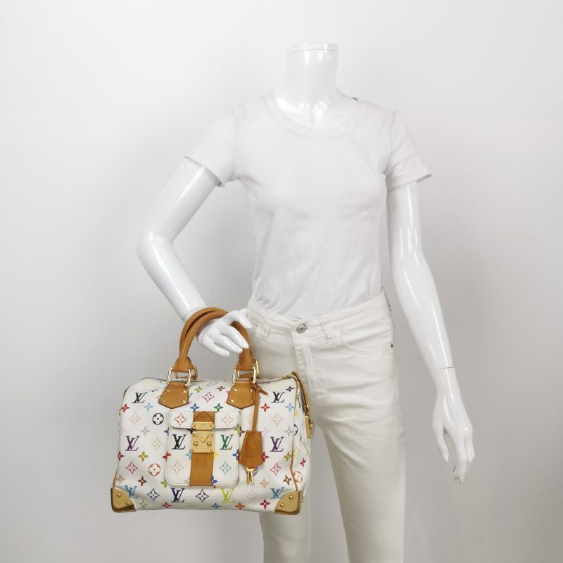 Louis Vuitton x Takashi Murakami Speedy 30 White Multicolor Handbag