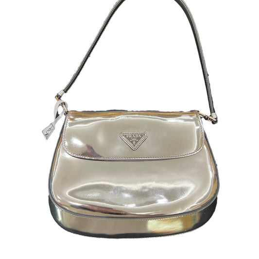 Prada Cleo Shoulder Bag Leather Silver