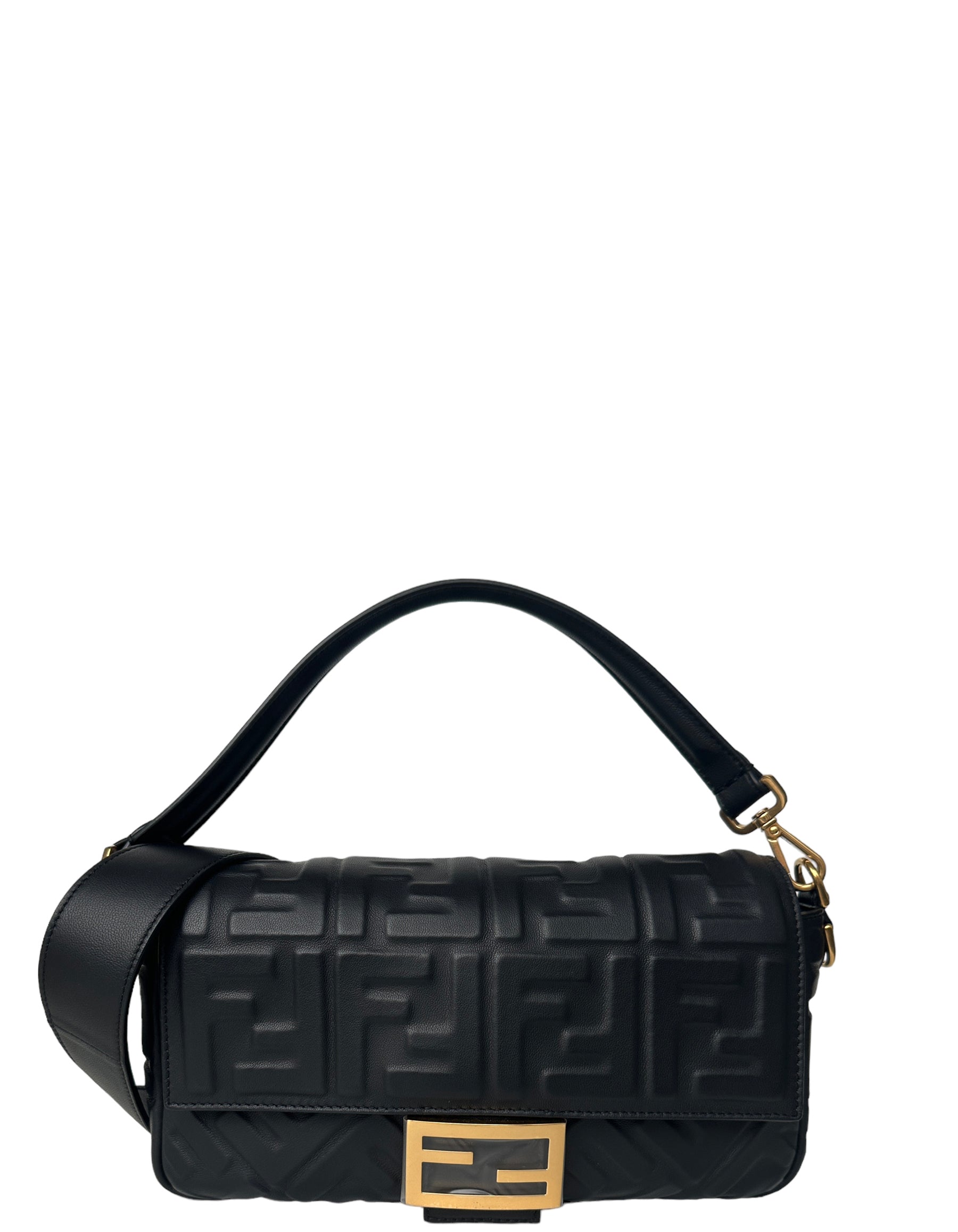 Fendi Handbag Baguette NM Bag Leather Black Medium Shoulder Bag