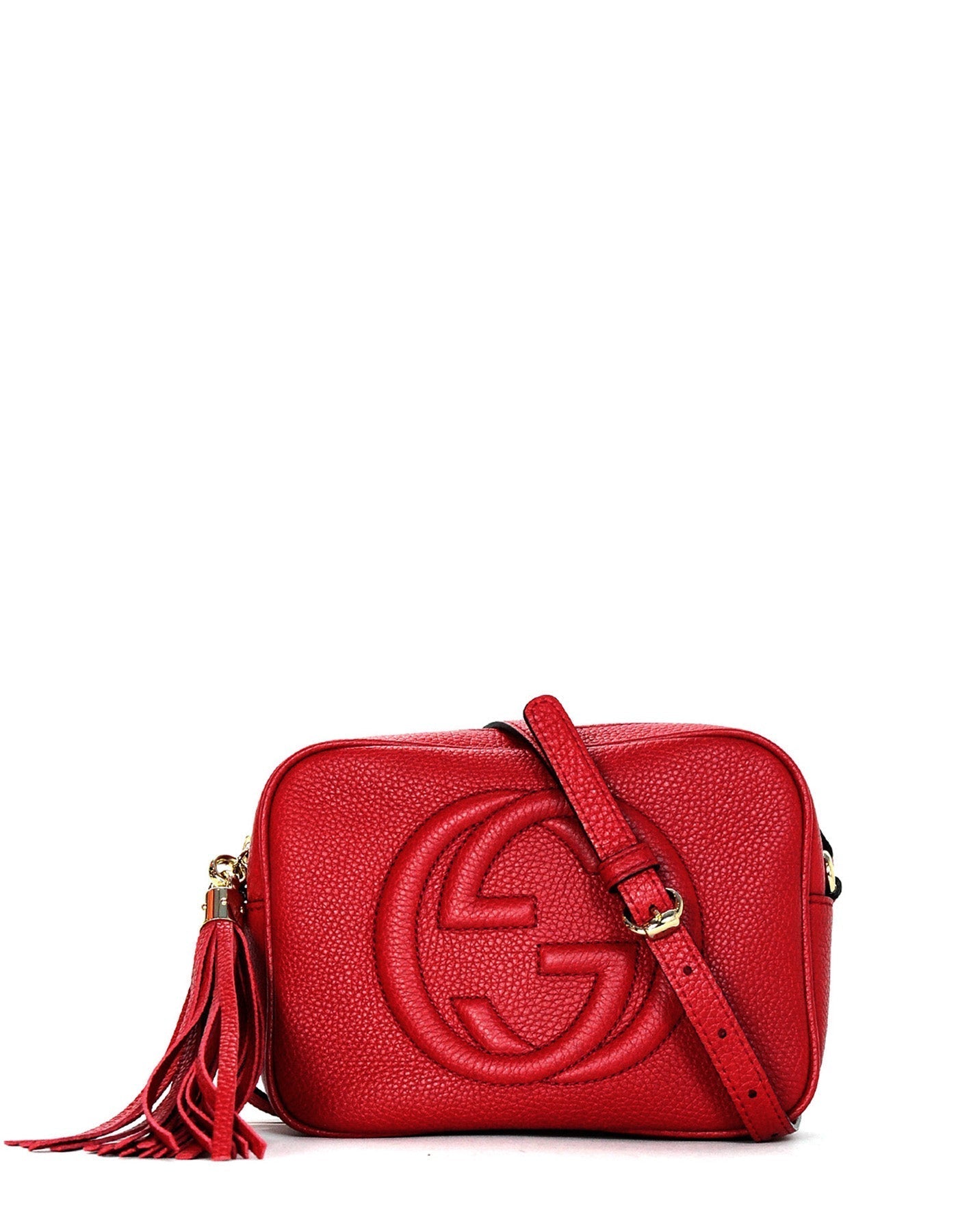 Gucci Red Pebbled Calfskin Leather Soho Disco Crossbody Bag