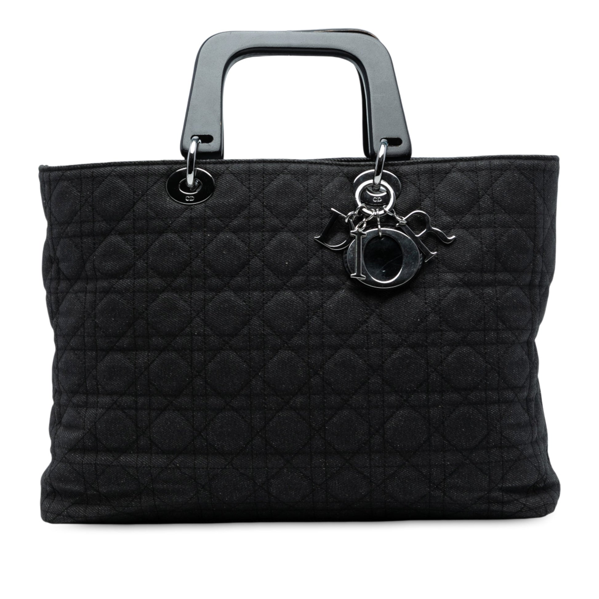 Dior Handbag Extra Cannage Lady Satchel Denim Black Large Satchel Bag