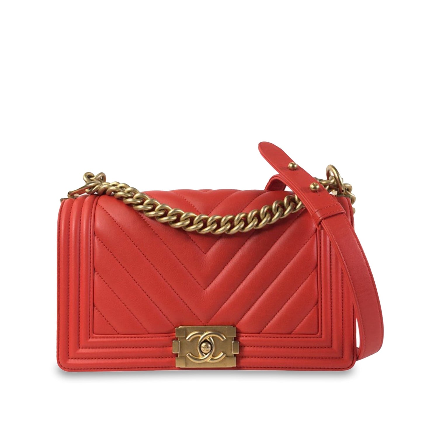 CHANEL Medium Calfskin Chevron Boy Flap Crossbody Bag