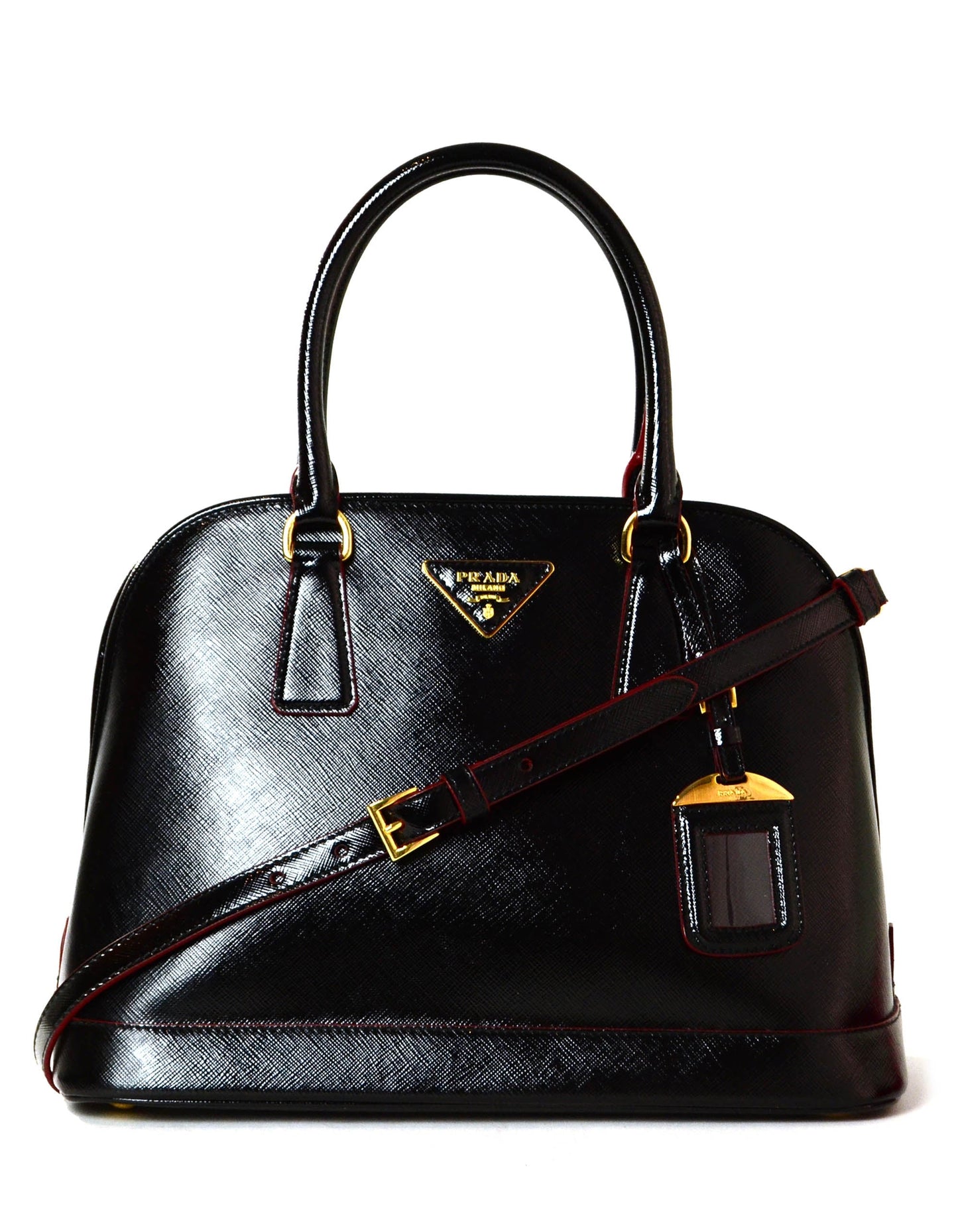 Prada Handbag Vernice Promendade Bag Leather Patent Saffiano Crossbody Bag
