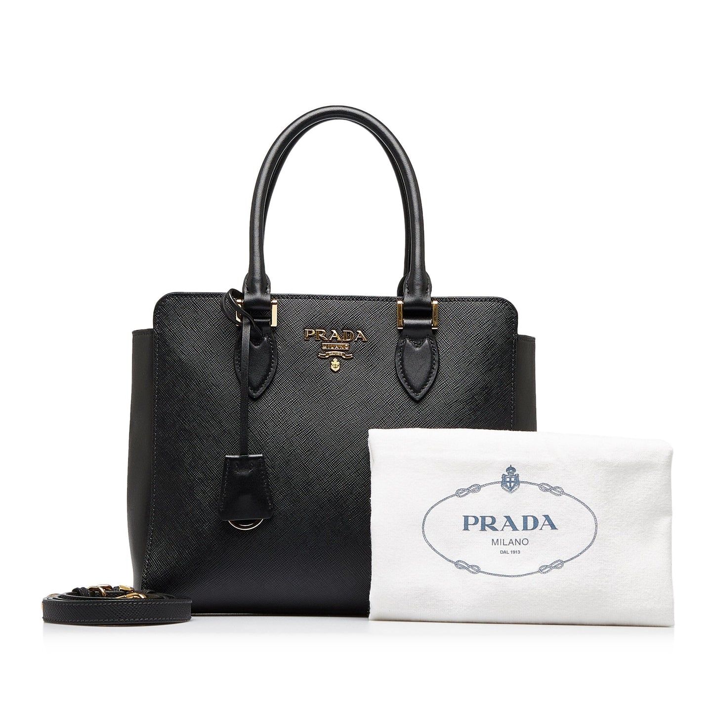 Prada Soft Calfskin Luxury Handbag Saffiano Black Travel Bag
