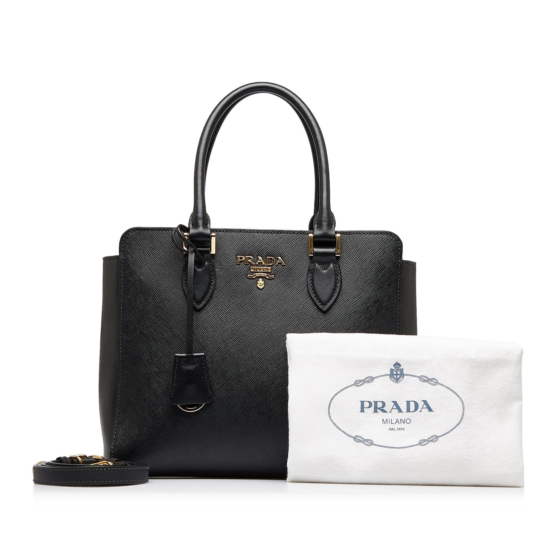 Prada Soft Calfskin Luxury Handbag Saffiano Black Travel Bag