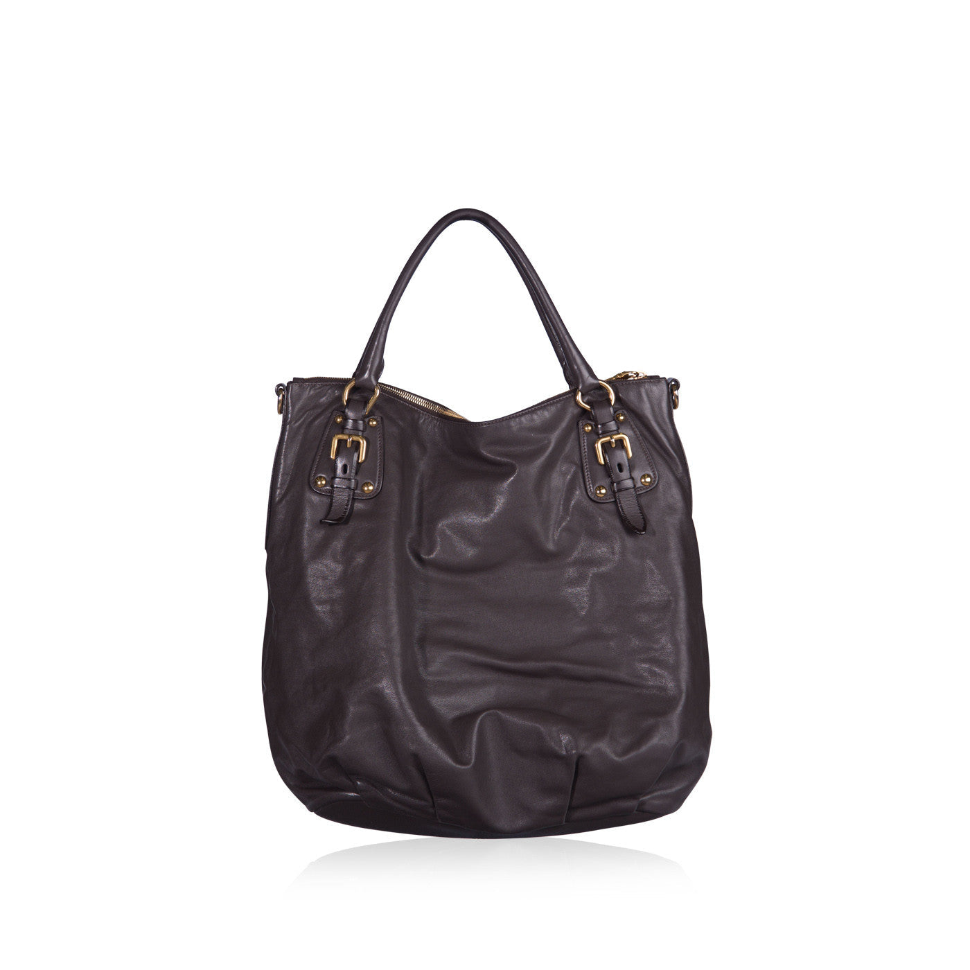 Prada Bruciato Cervo Bauletto Shoulder Bag Leather