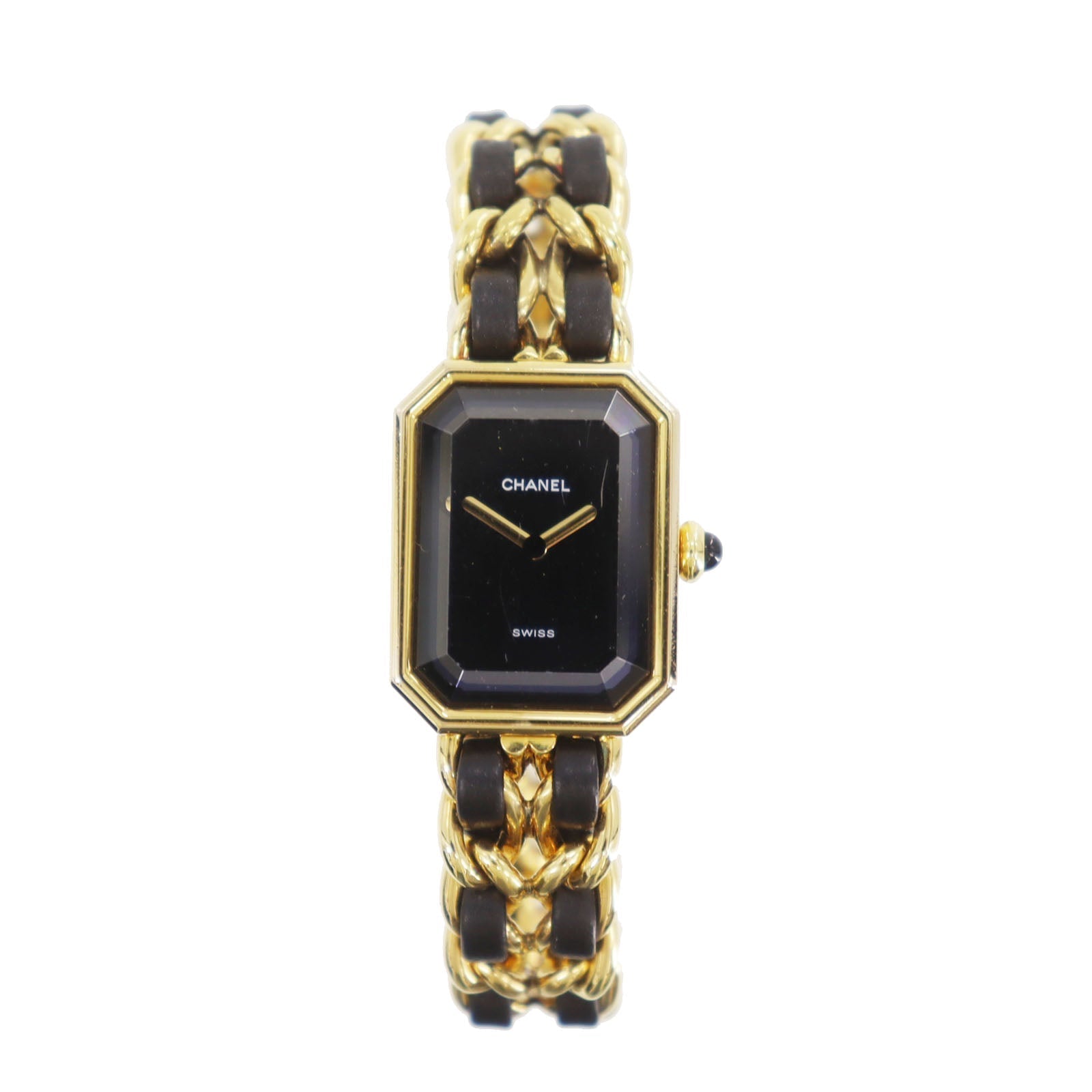 CHANEL Premiere Discontinued Wristwatches M Gold Black Quartz Swiss #CO496 S