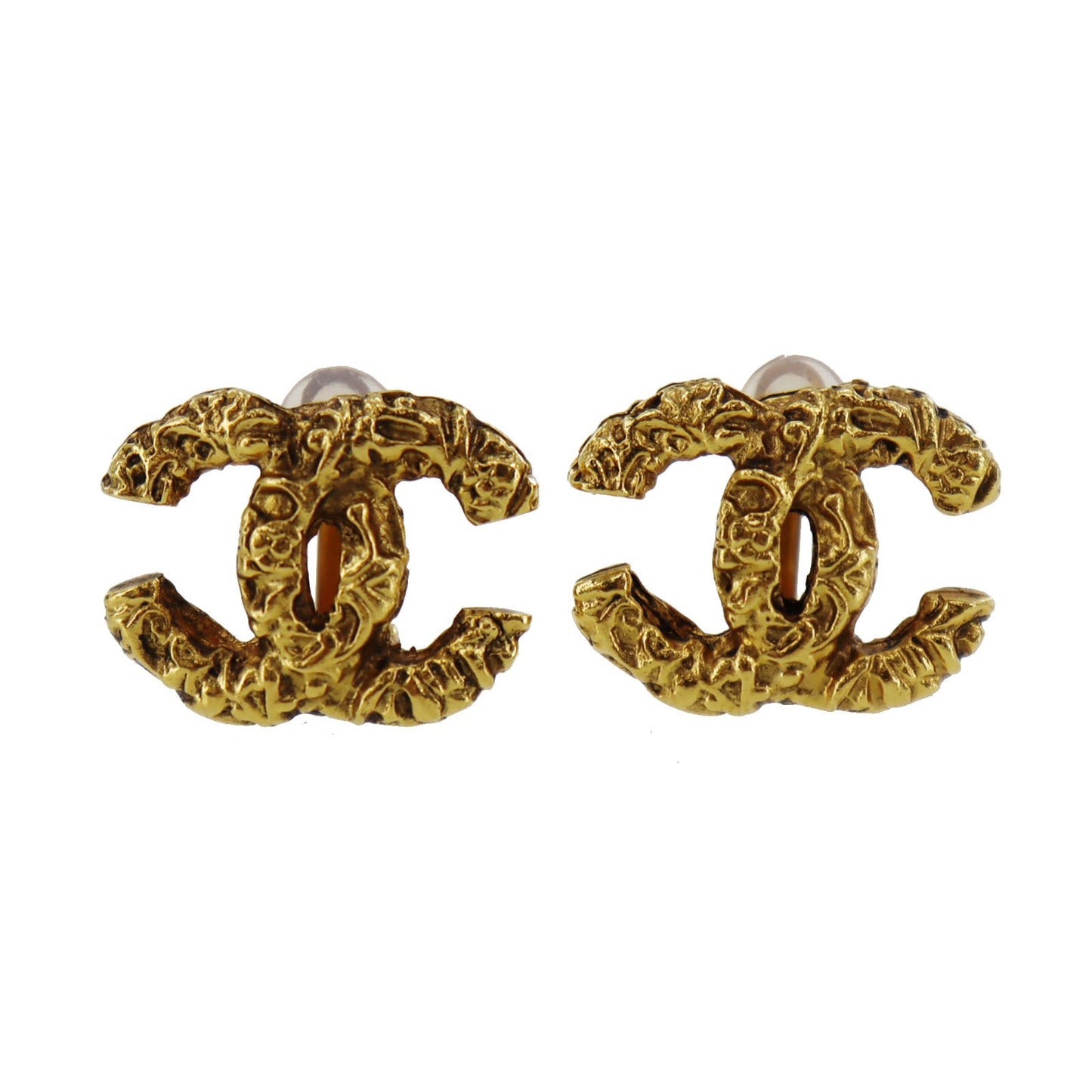CHANEL CC Logos Earrings Gold Clip-On   93A  #AG768
