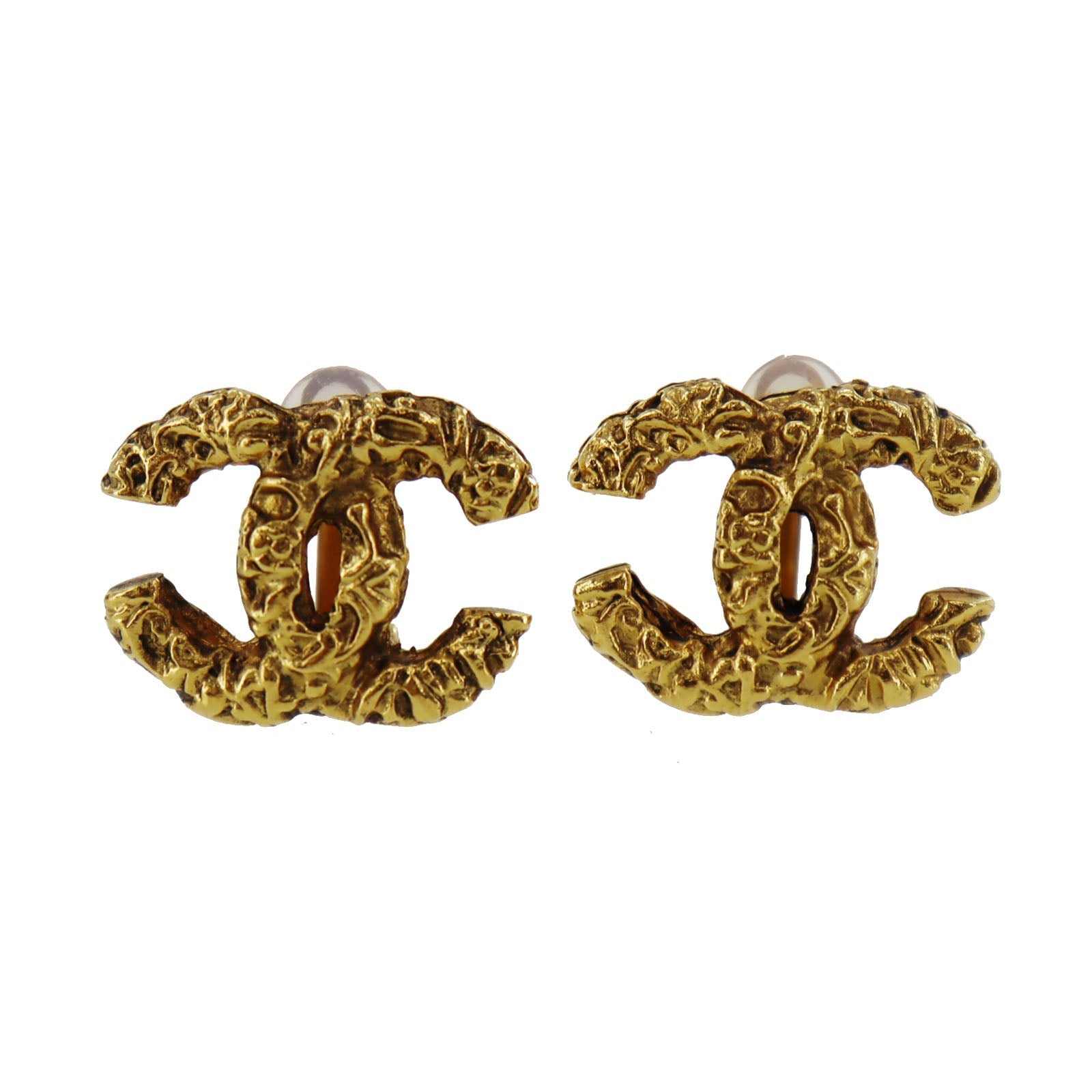 CHANEL CC Logos Earrings Gold Clip-On   93A  #AG768