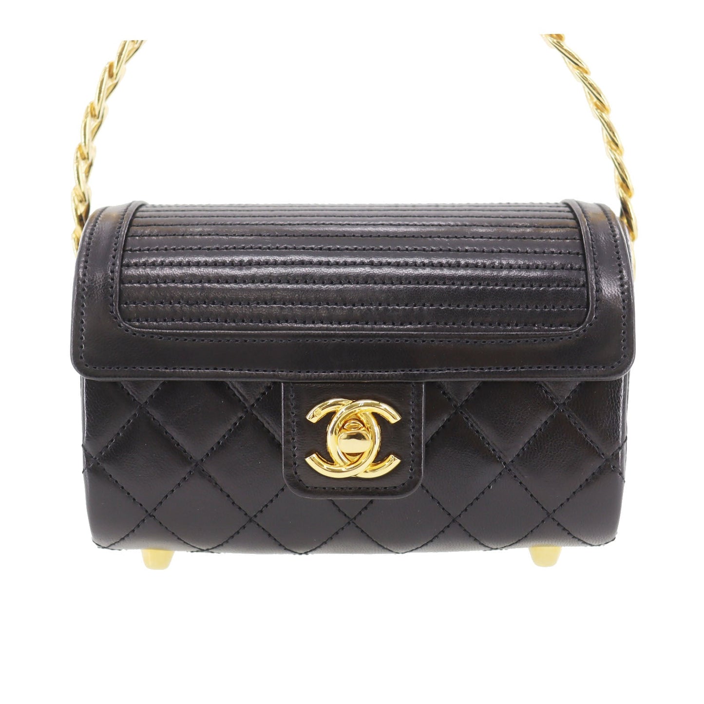 CHANEL  Flap Mini Handbag Black Lambskin Leather #CY875