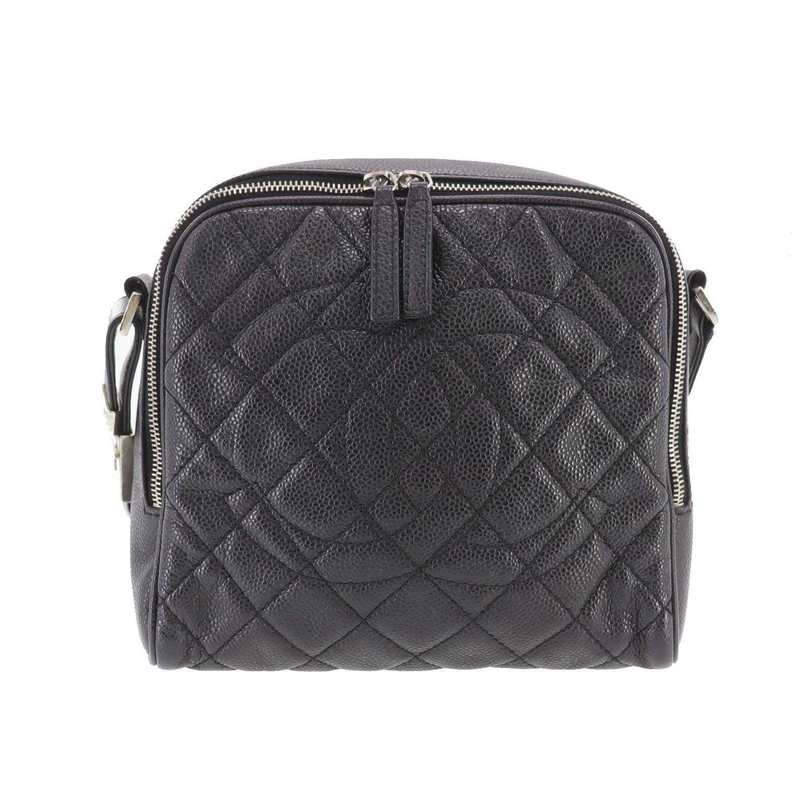 CHANEL CC  Shoulder Bag Black Caviar Skin Leather   #CR806
