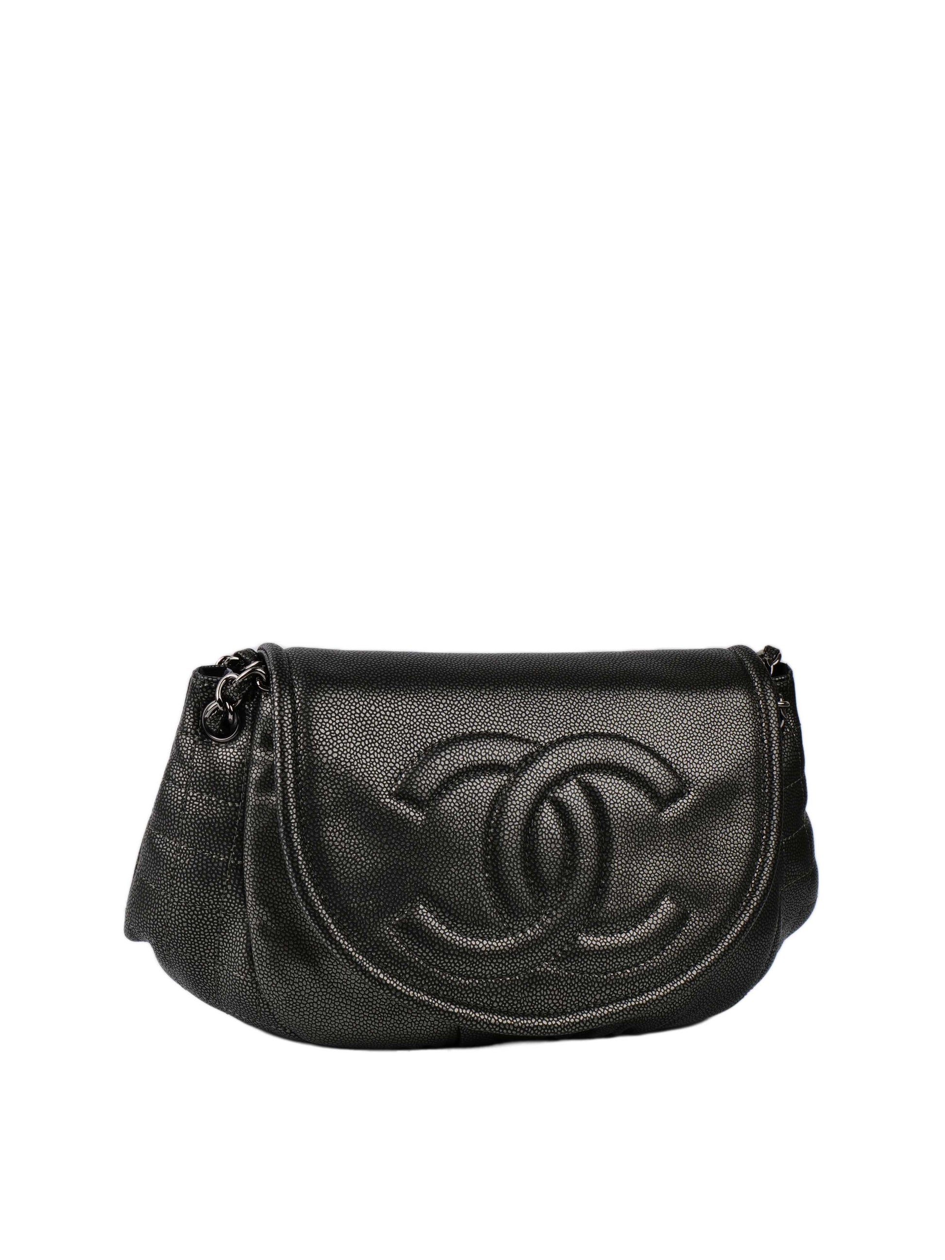 Chanel Mechanic Grey Half Moon Bag.