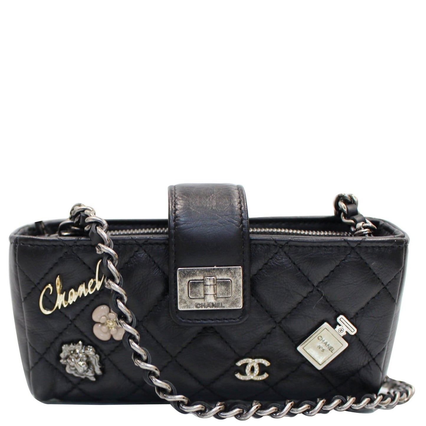 Chanel Reissue Lucky Charm Quilted Leather Black Key Chain