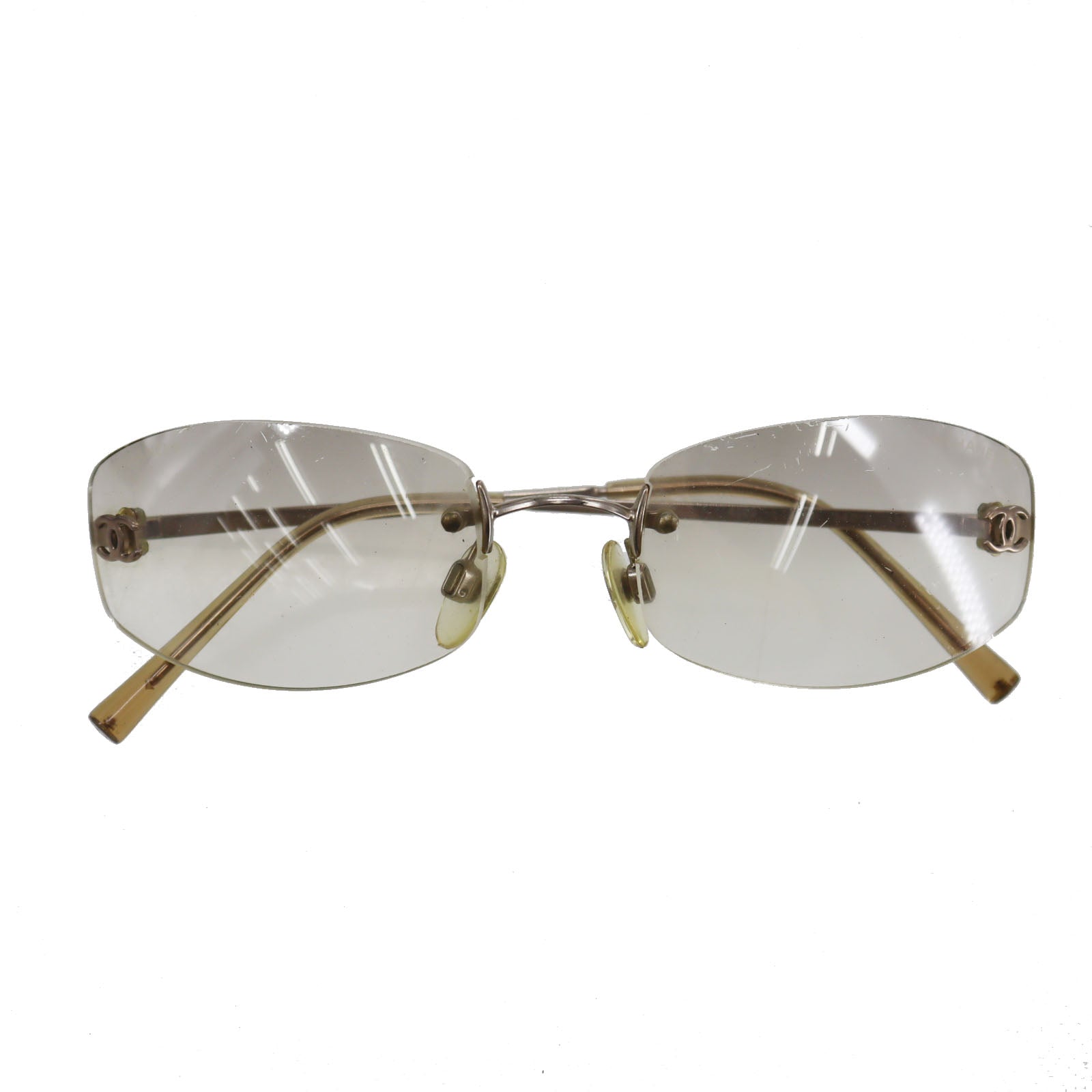 CHANEL  CC Logos Sunglasses Gray Clear Eye Wear c194/61 54??19 #CY850