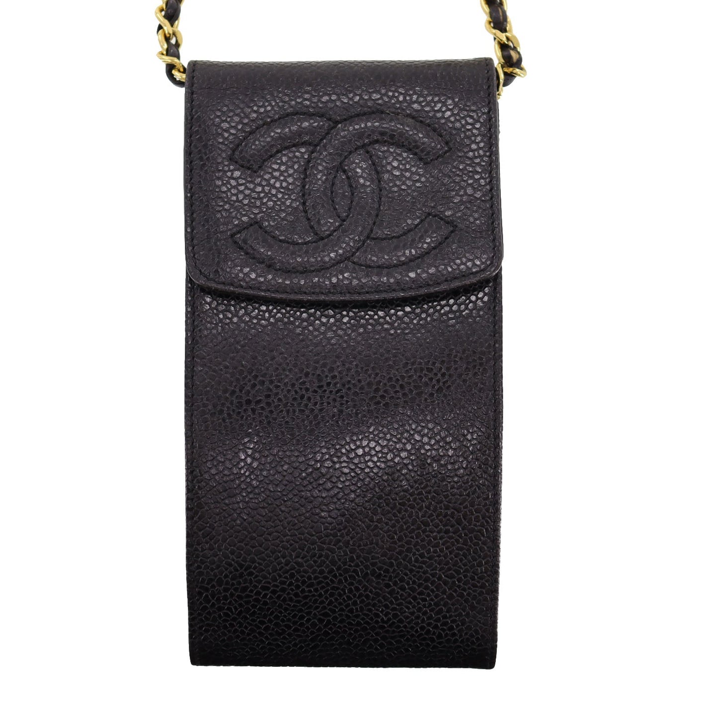 CHANEL Shoulder Pouch Bag Caviar Skin Leather #AH602