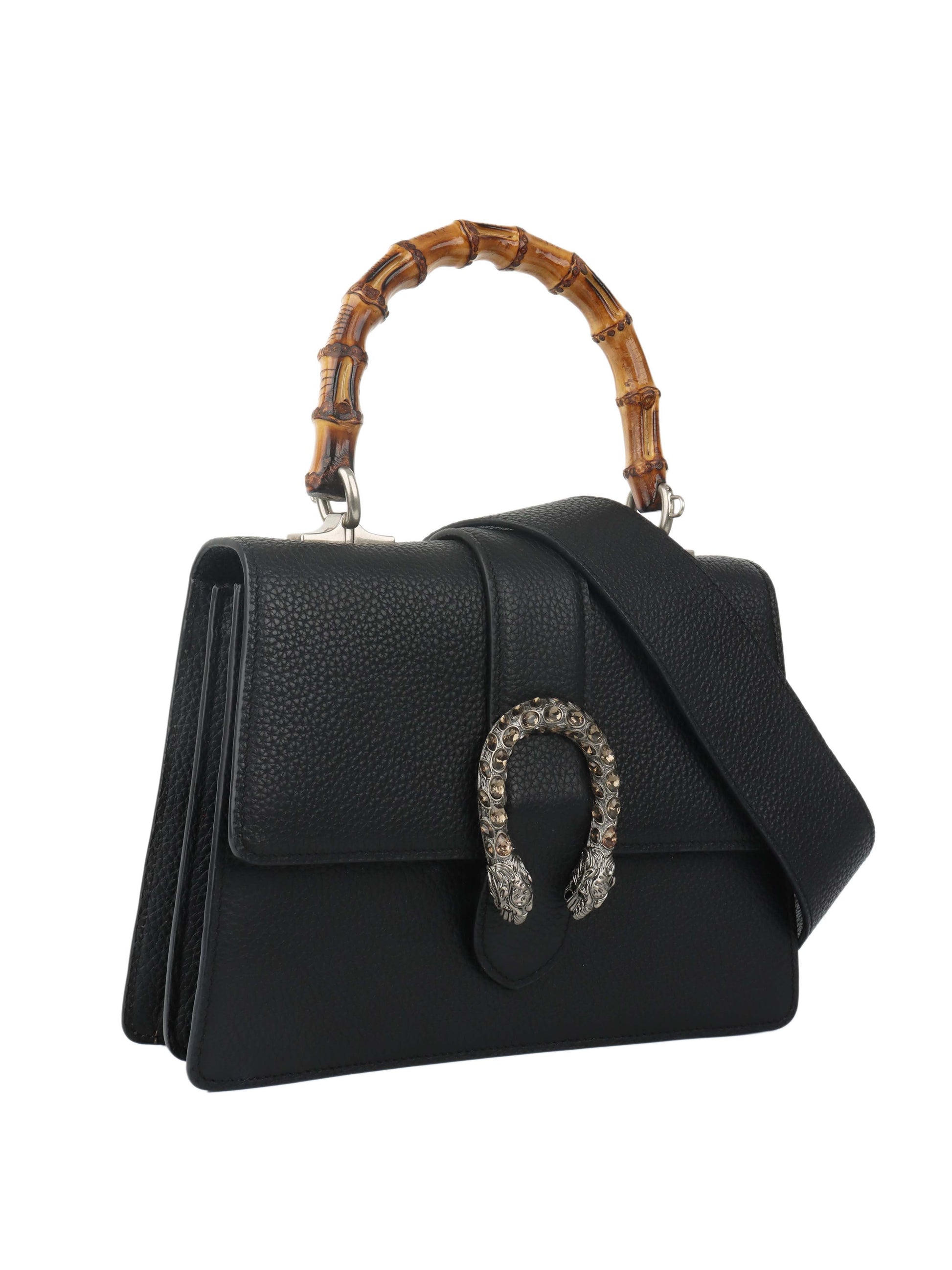 Gucci Black Dionysus bag with bamboo handle.