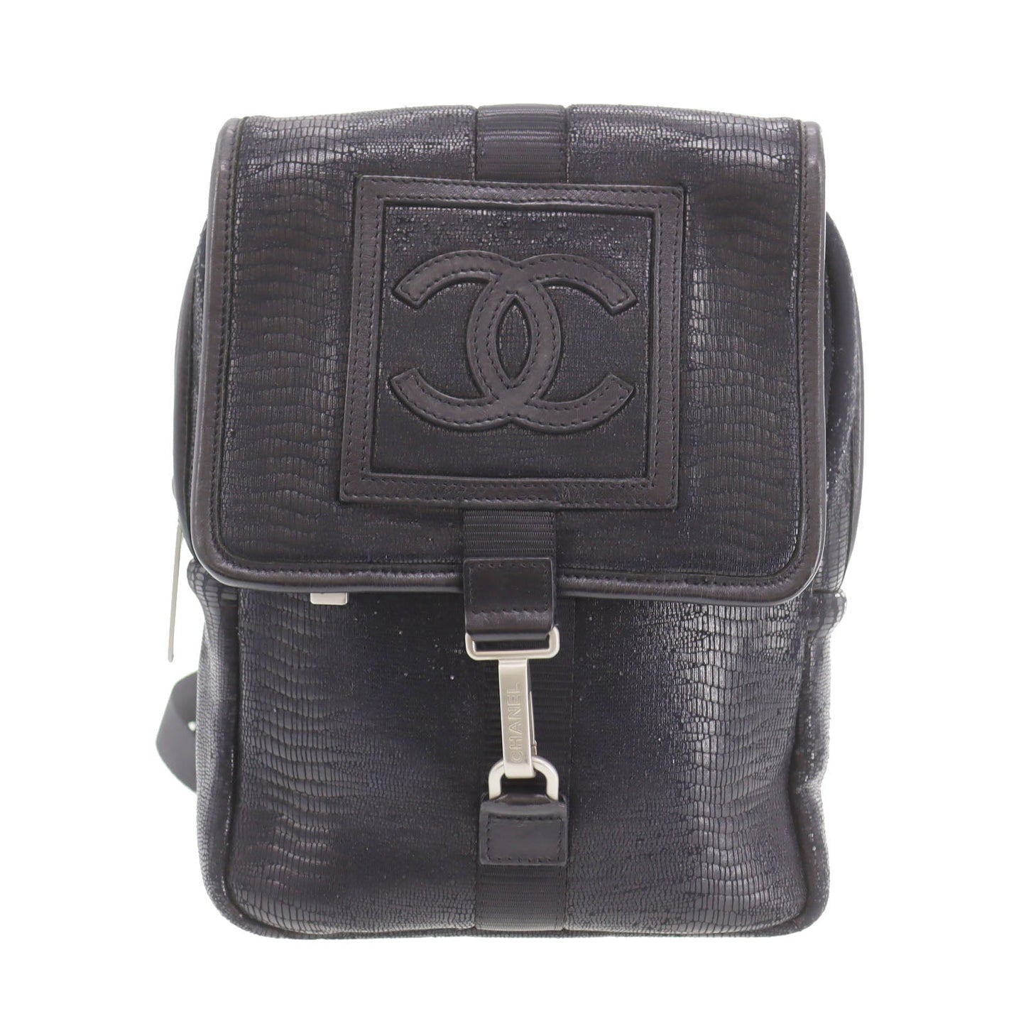 CHANEL Sports Line Crossbody Shoulder Bag Black Nylon Leather #CP936