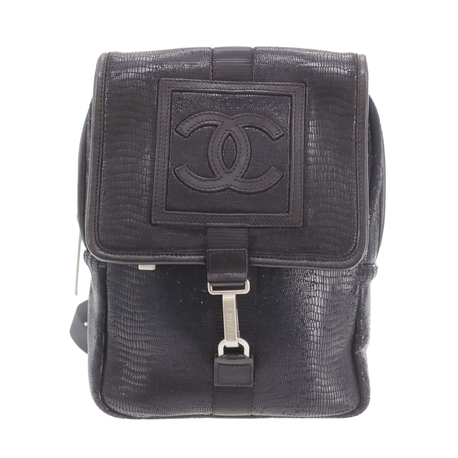 CHANEL Sports Line Crossbody Shoulder Bag Black Nylon Leather #CP936