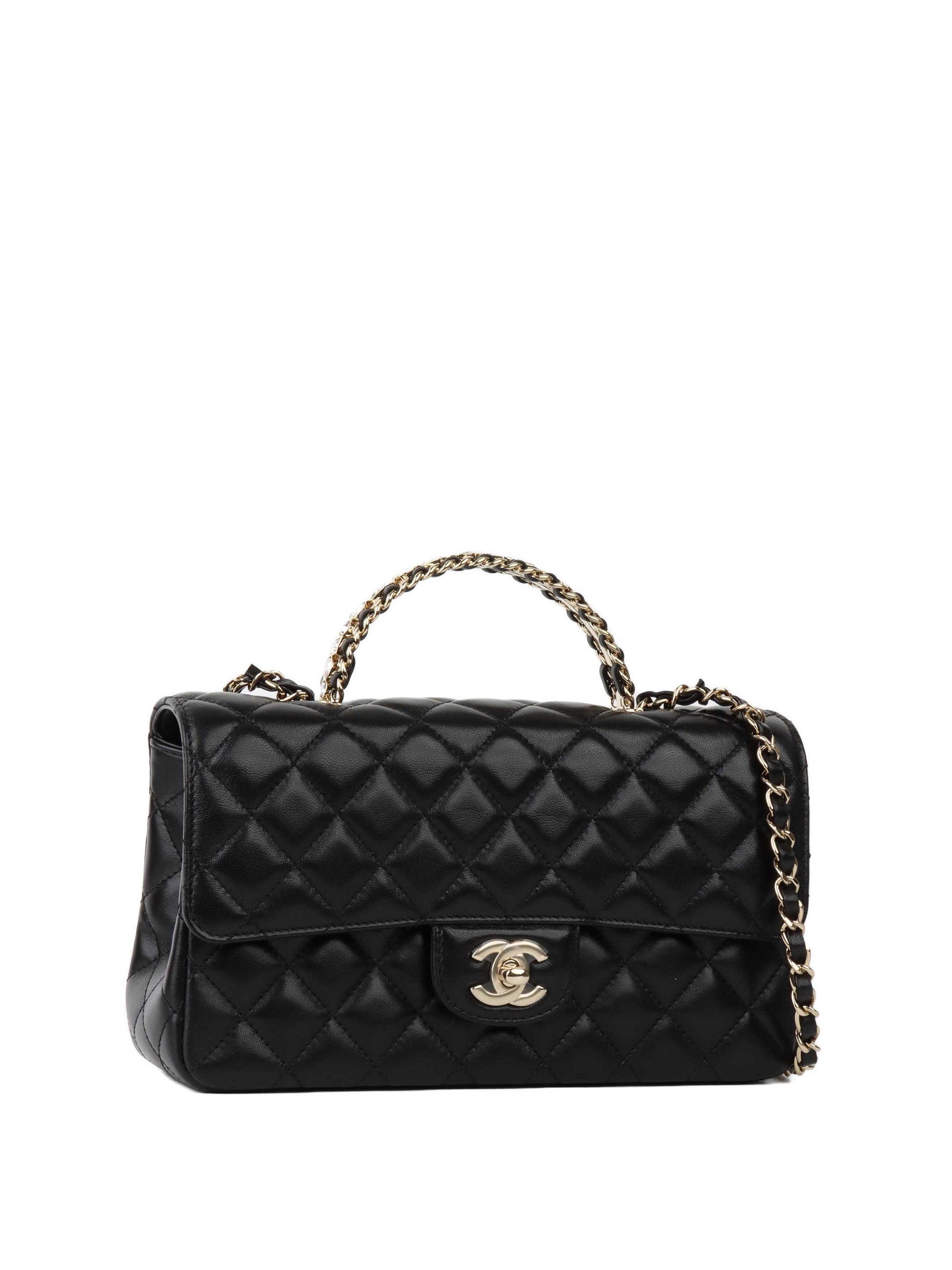Chanel Crystal Top Handle Classic Flap Bag.