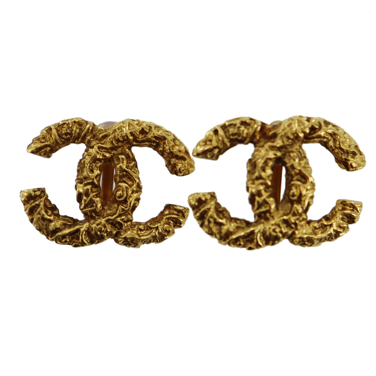 CHANEL CC Logos Earrings Gold Clip-On   03A  #AG849