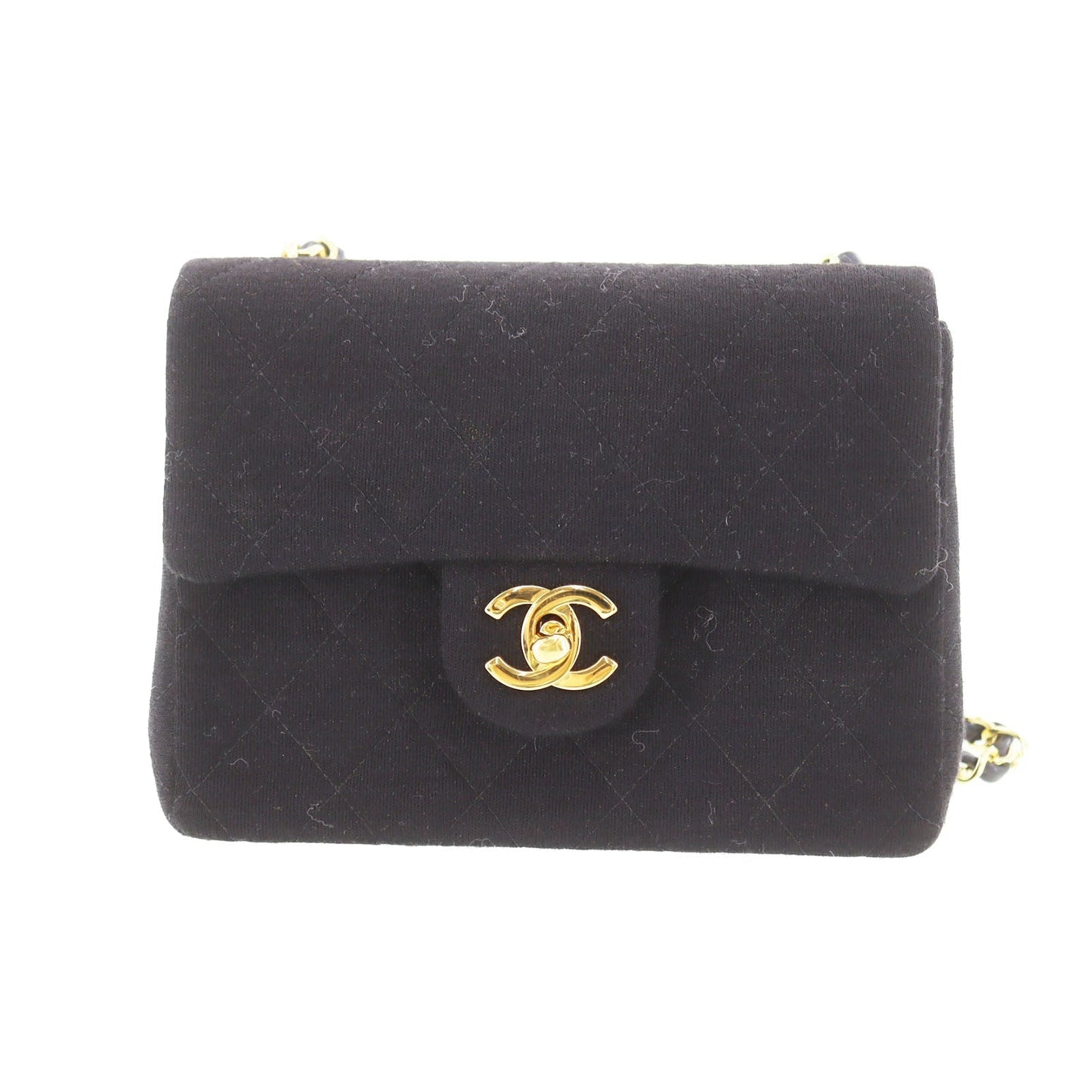 CHANEL Matelasse Crossbody Shoulder Bag Black Cotton #AF580