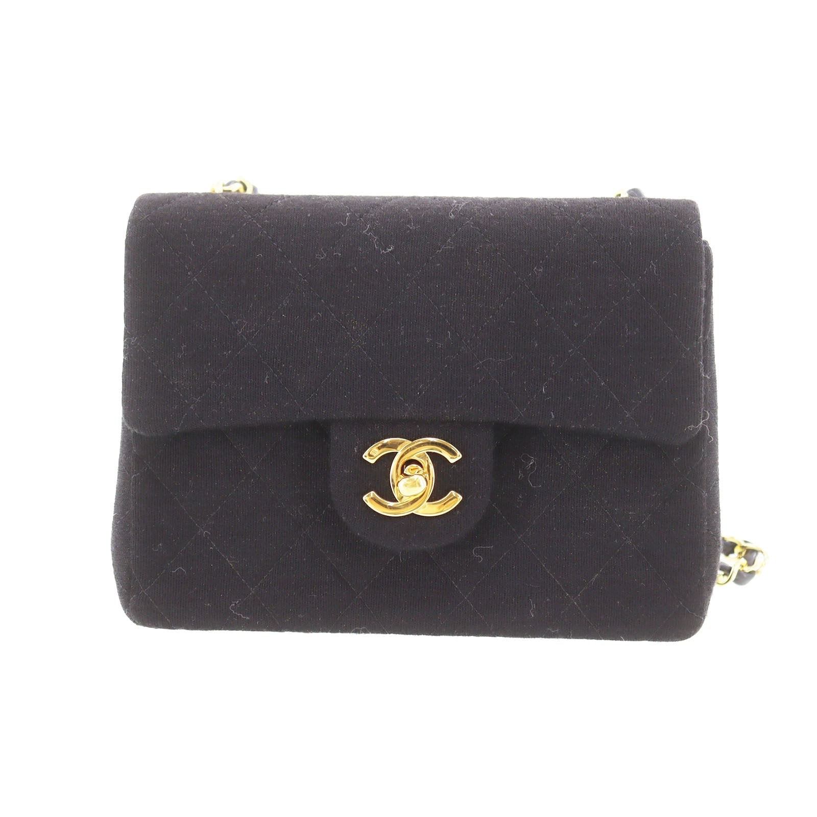 CHANEL Matelasse Crossbody Shoulder Bag Black Cotton #AF580
