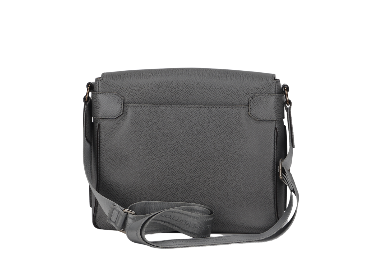 LOUIS VUITTON ROMAN GREY LEATHER MESSENGER BAG SILVER HARDWARE WITH DUST COVER