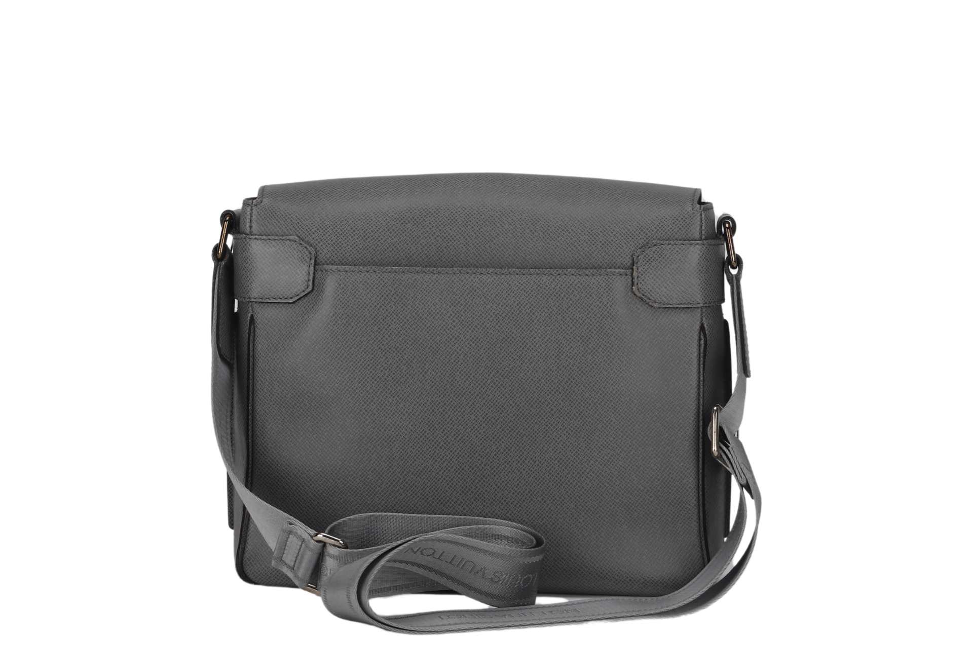 LOUIS VUITTON ROMAN GREY LEATHER MESSENGER BAG SILVER HARDWARE WITH DUST COVER