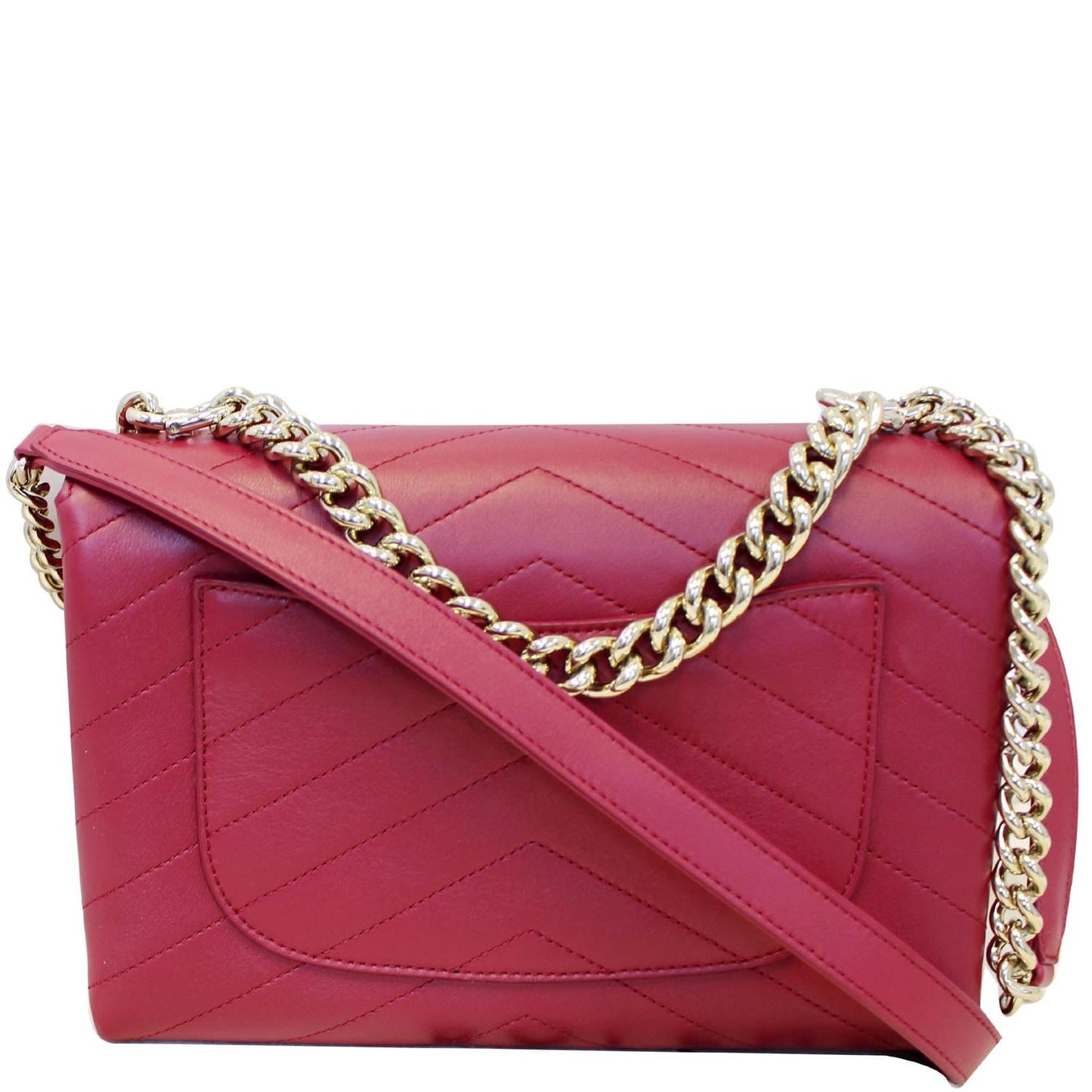 Chanel Chevron Envelope Flap Leather Lambskin Red Travel Bag