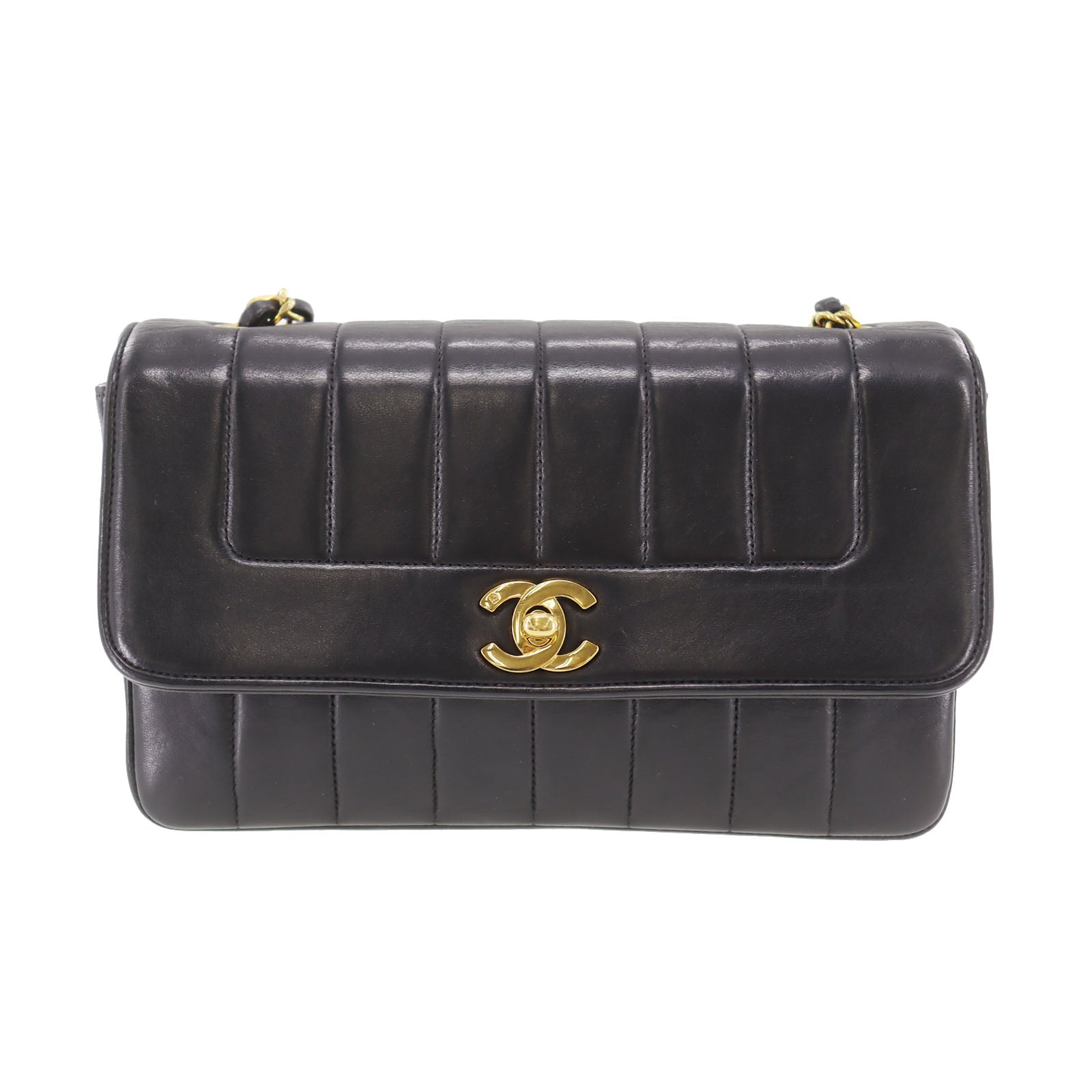 CHANEL Mademoiselle  Shoulder Bag Black Leather   #CX535