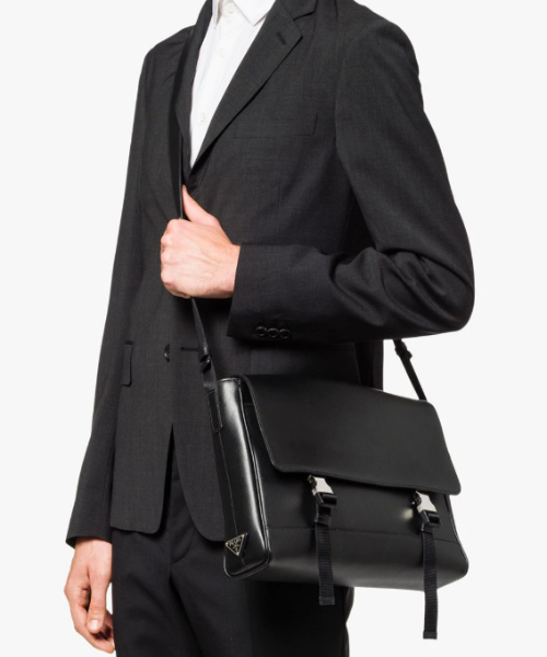 Prada Shoulder Bag Leather Saffiano Black Shoulder Bag Black