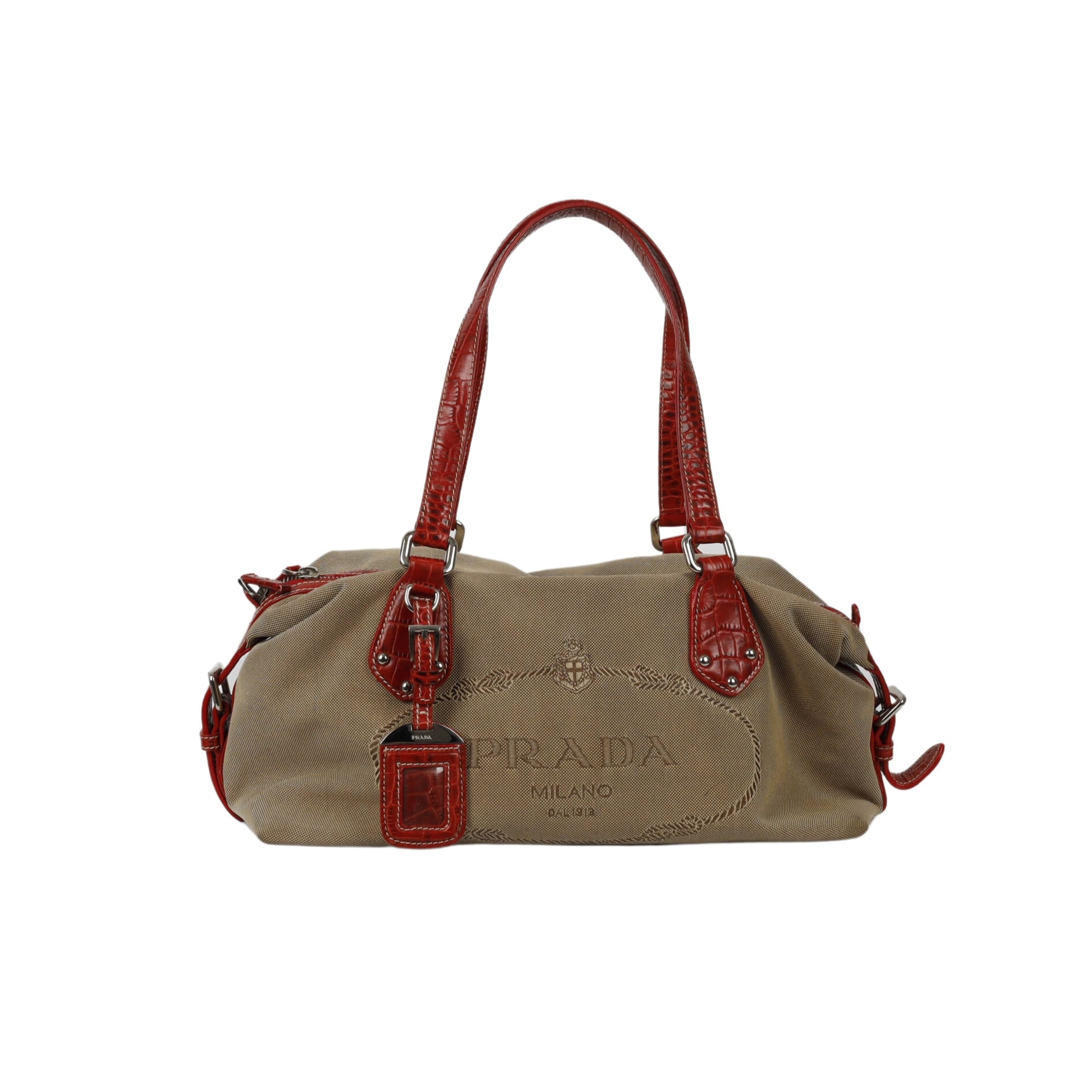 Prada Jacquard Bowling Handbag Travel Bag