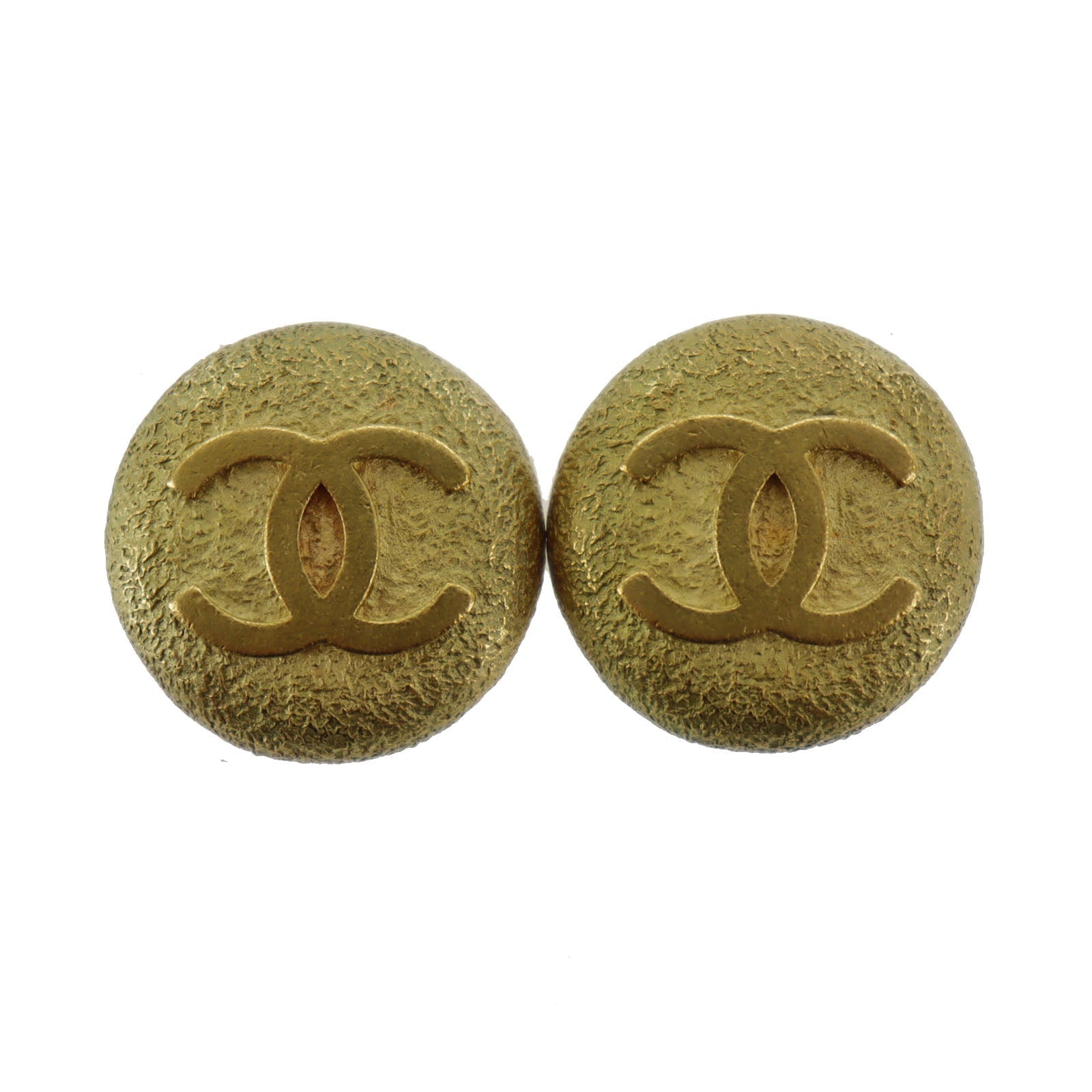 CHANEL CC Logos Gold Clip-On Circle Earrings 94P #AG570