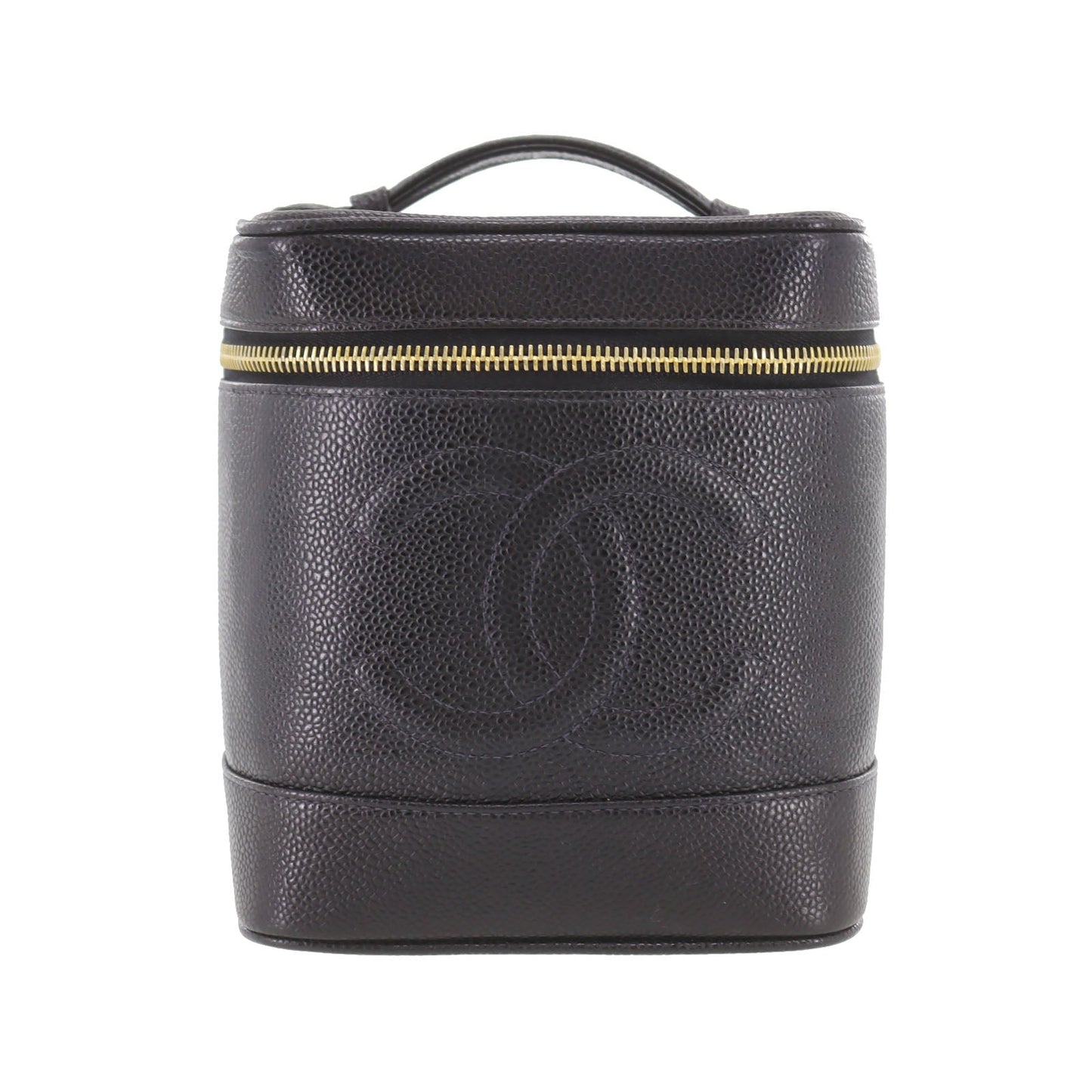 CHANEL CC Handbag Vanity Black Caviar Skin Leather #CK160
