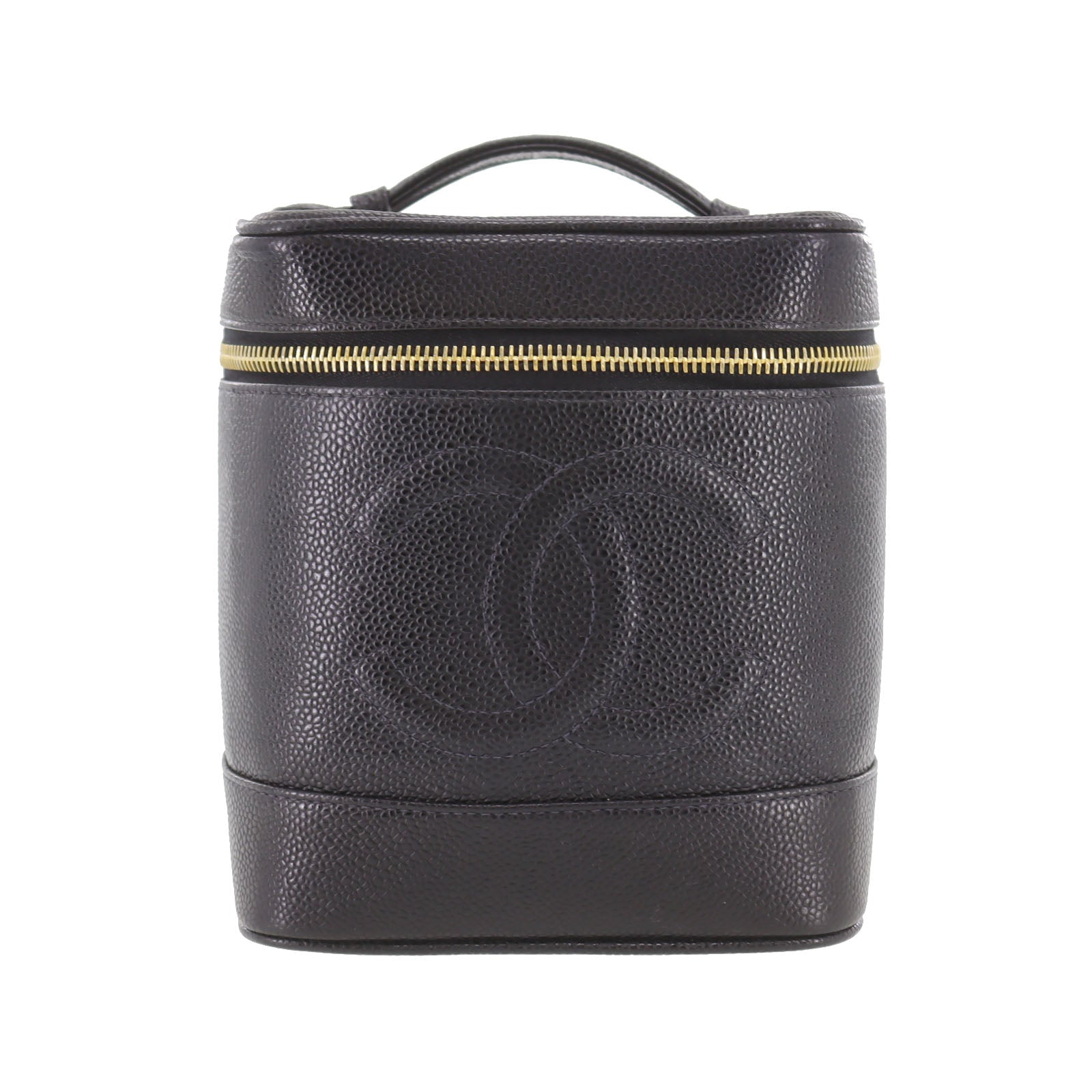 CHANEL CC Handbag Vanity Black Caviar Skin Leather #CK160