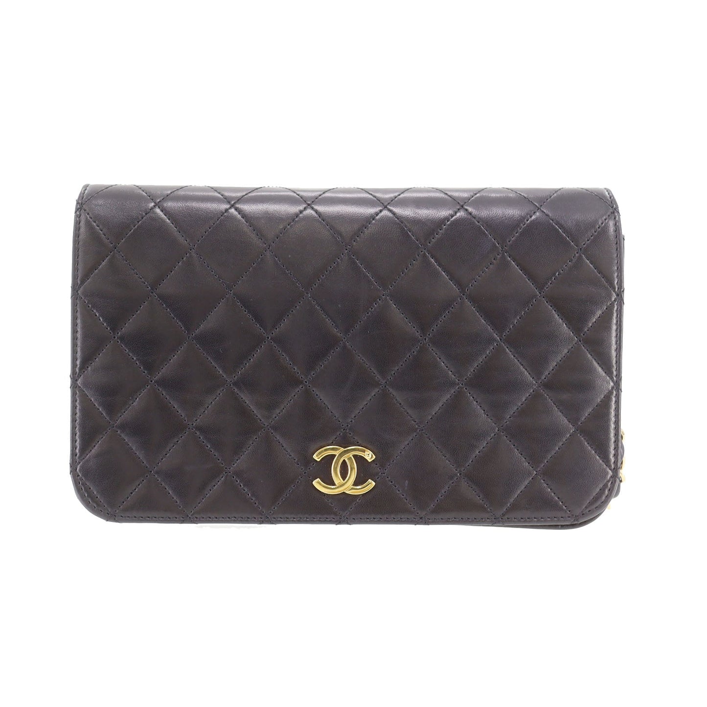 CHANEL Matelasse  Shoulder Bag Black Lambskin Leather #DA912