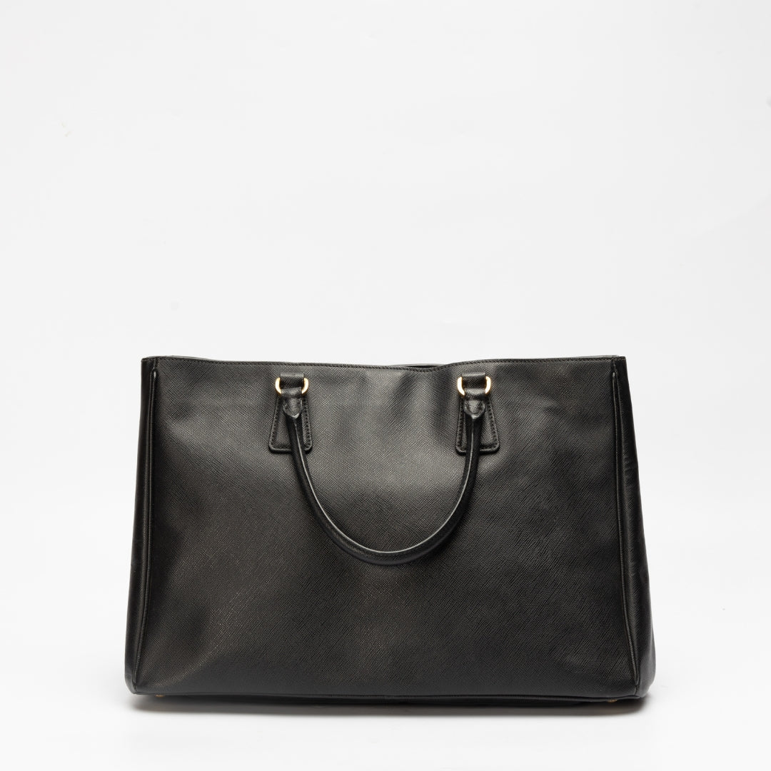 Prada Lux Tote Leather Saffiano Black Tote Bag