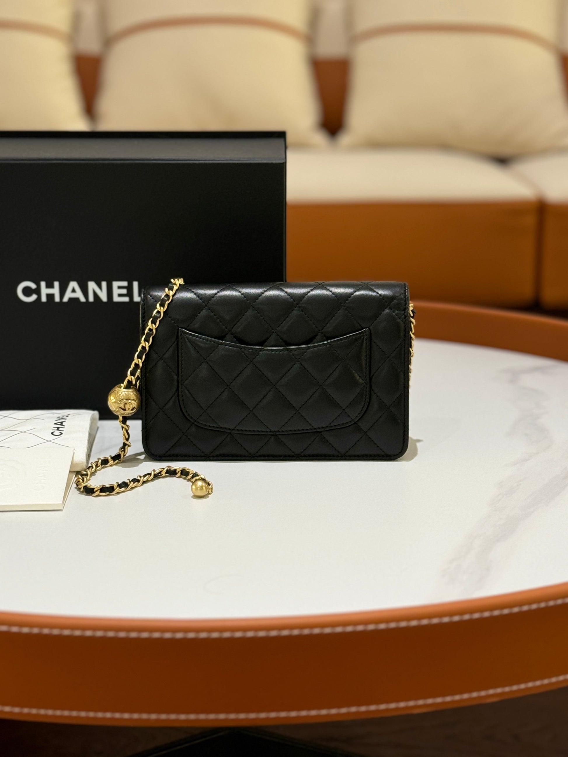 CHANEL WALLET ON CHAIN WITH PEARL CRUSH