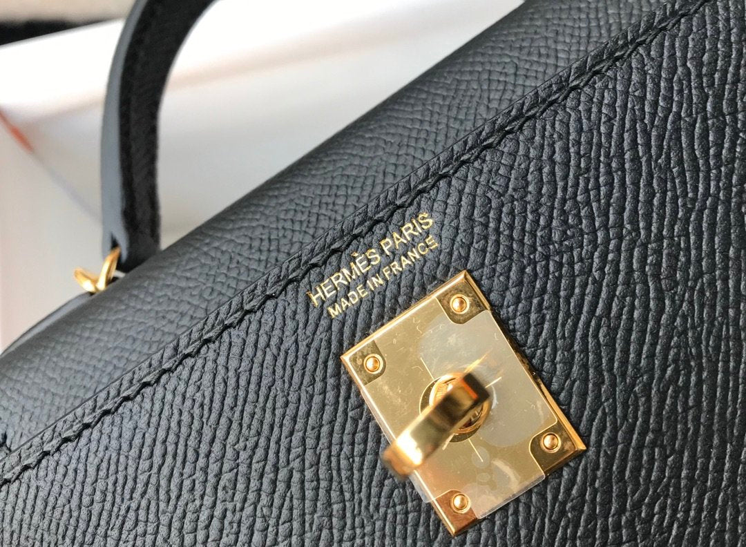 Top Quality Kelly Sellier Epsom Bag For Black Mini Shoulder Bag