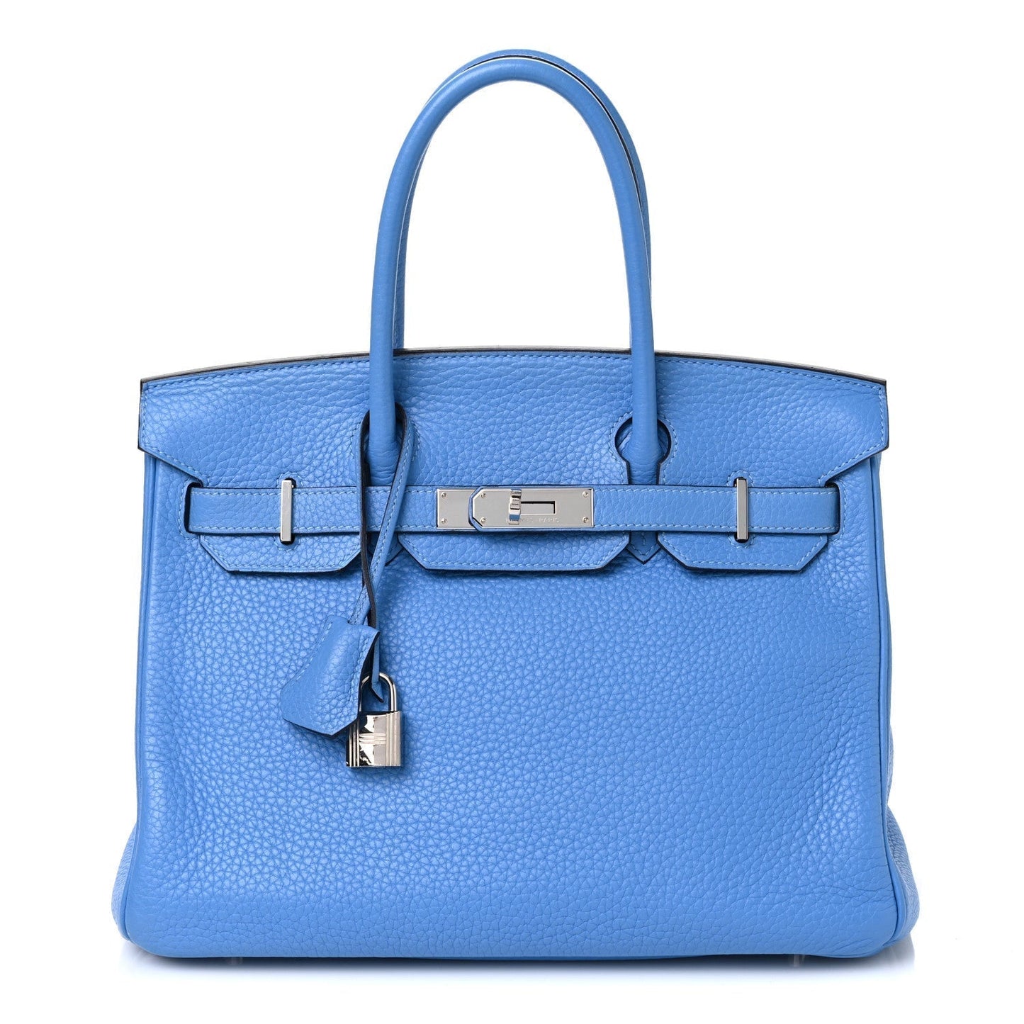 Hermes Taurillon Clemence Birkin Bleu Paradis Handbag Travel Bag