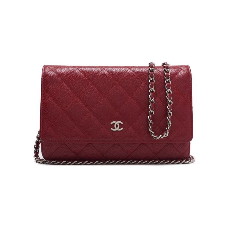 Chanel Matrasse Chain Wallet Caviar S Red (Silver G )  Wallet