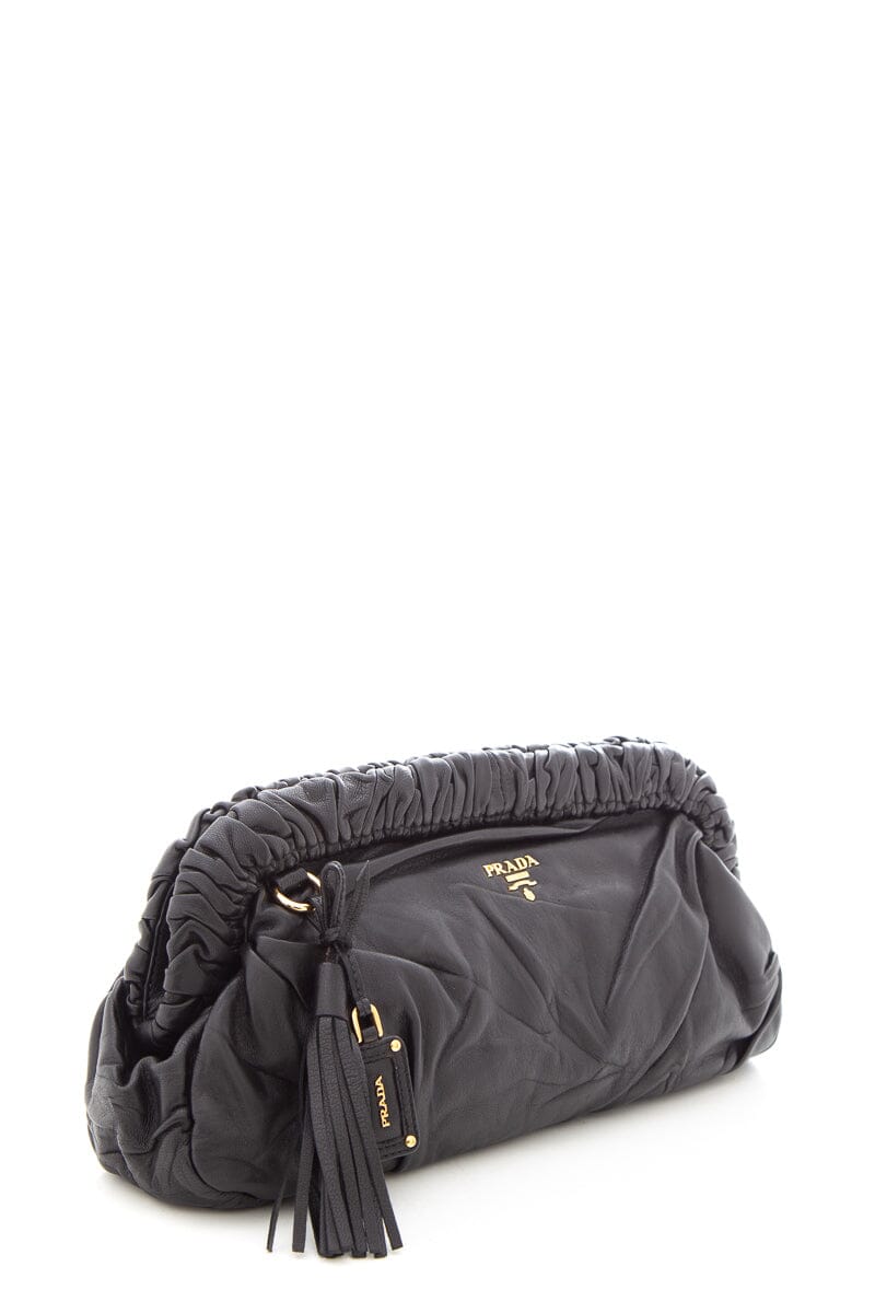 Prada Clutch Lambskin Black Clutch Bag