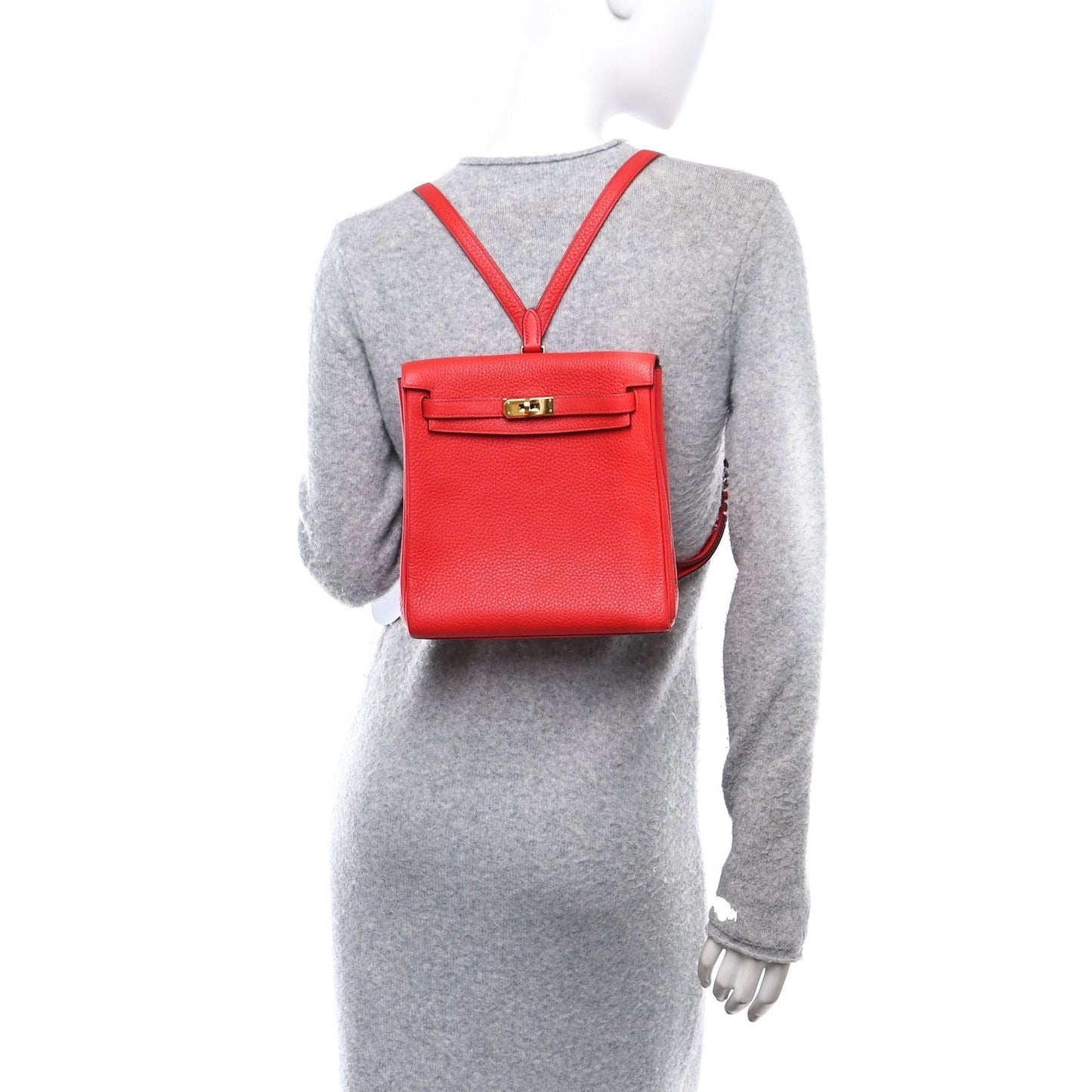 Hermes Taurillon Clemence Kelly Ado Backpack Rouge De Coeur