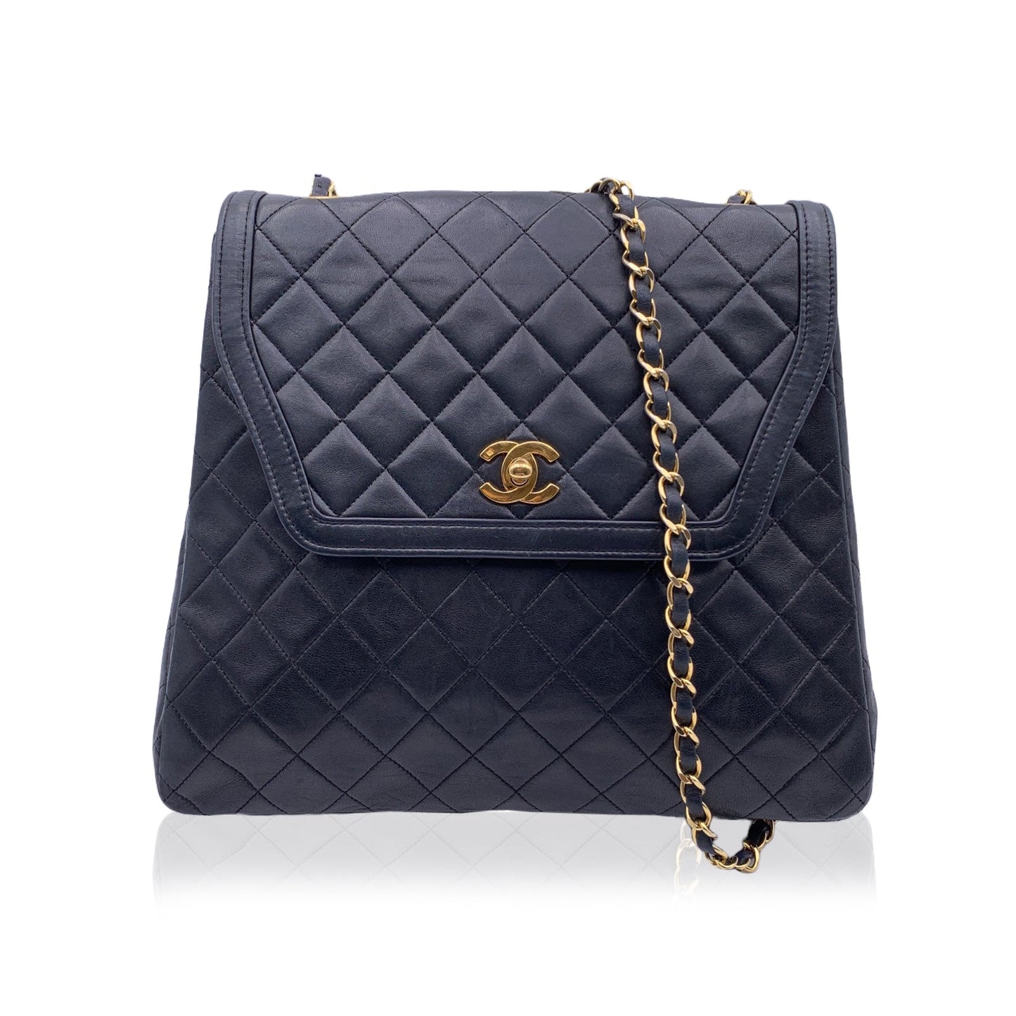 Chanel   Black Quilted Trapeze Flap Shoulder Bag With Wallet